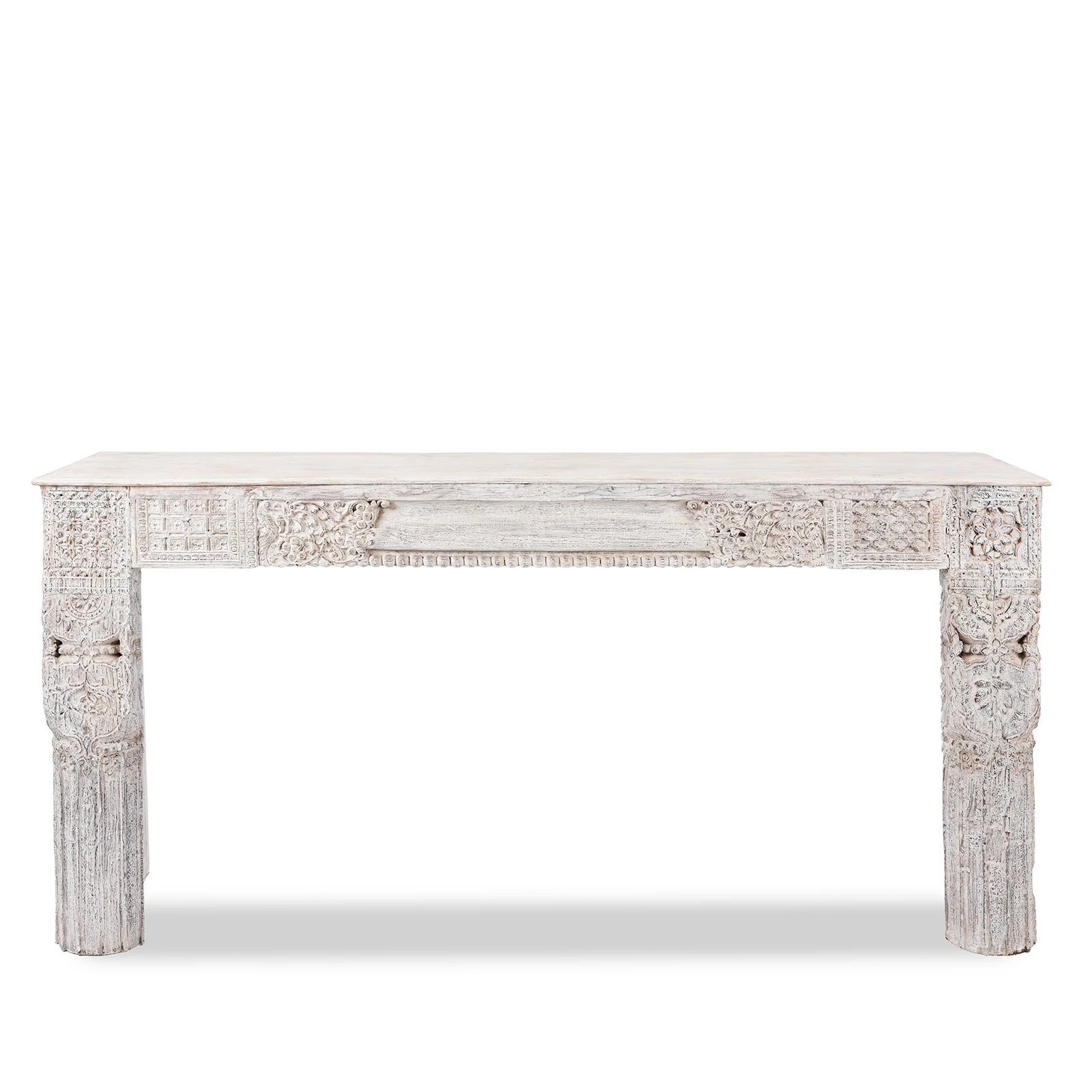 White Painted Console Table Made From Reclaimed Teak