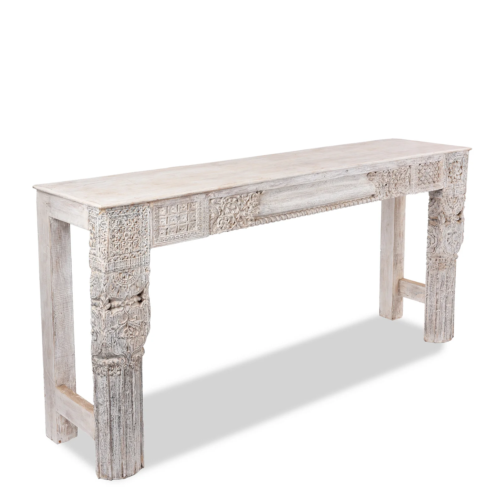 White Painted Console Table Made From Reclaimed Teak - Image 3