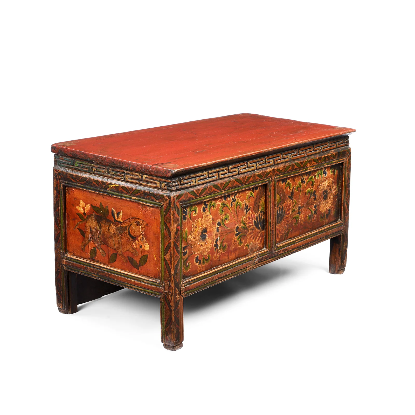 Painted Floral Choksar Prayer Table from Tibet - 19th Century - Image 3