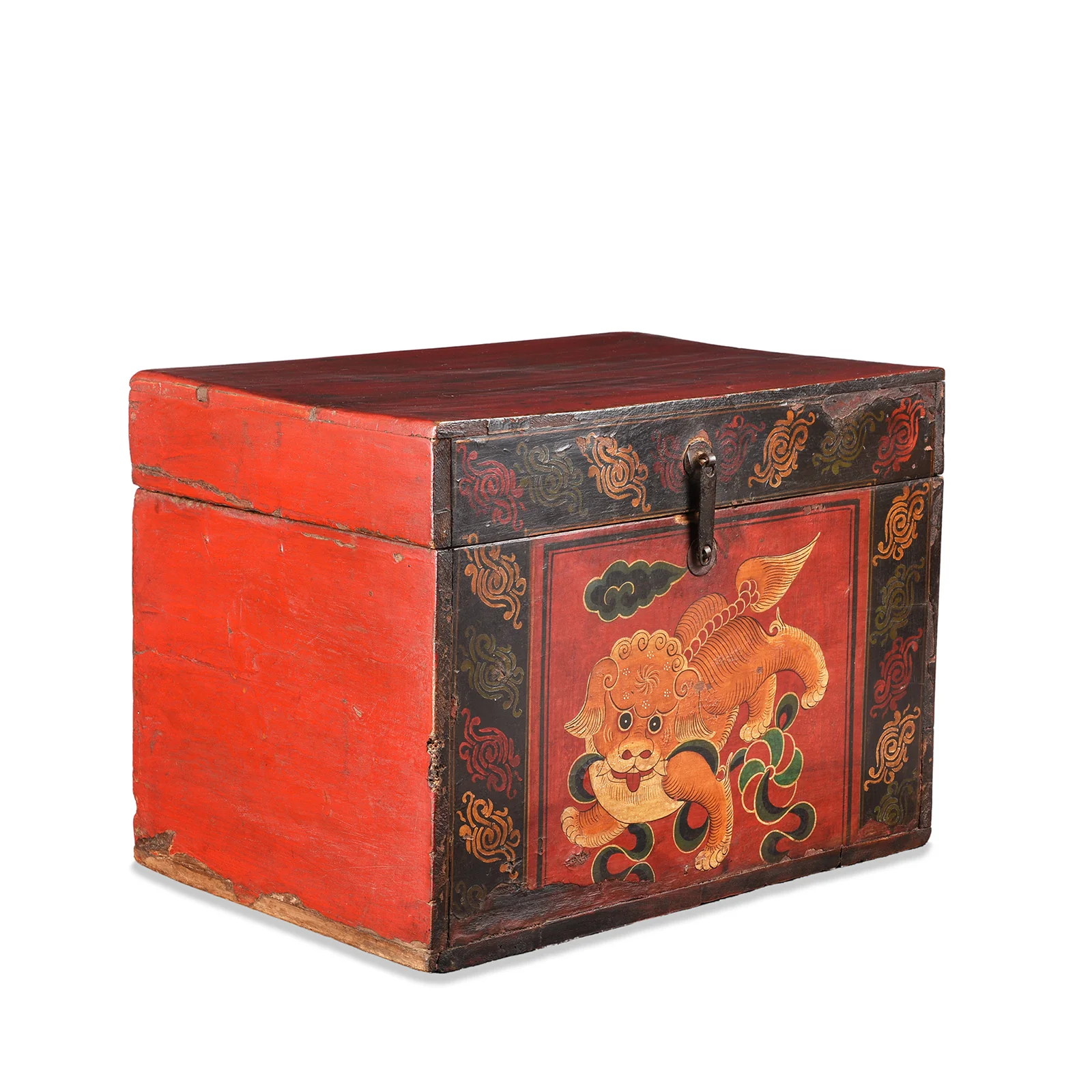 Painted Wedding Box From Shanxi - Foo Dog - Late 19th Century - Image 6