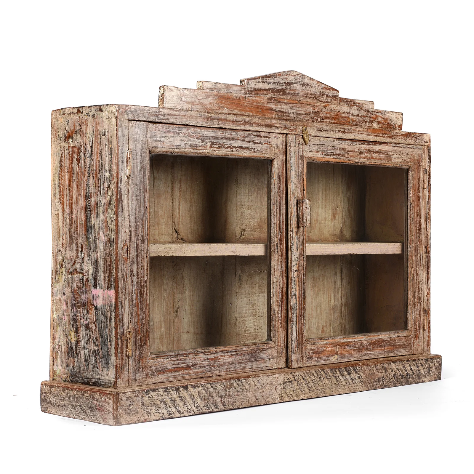 Painted Teak Glazed Wall Cabinet - Ca 1920 - Image 4