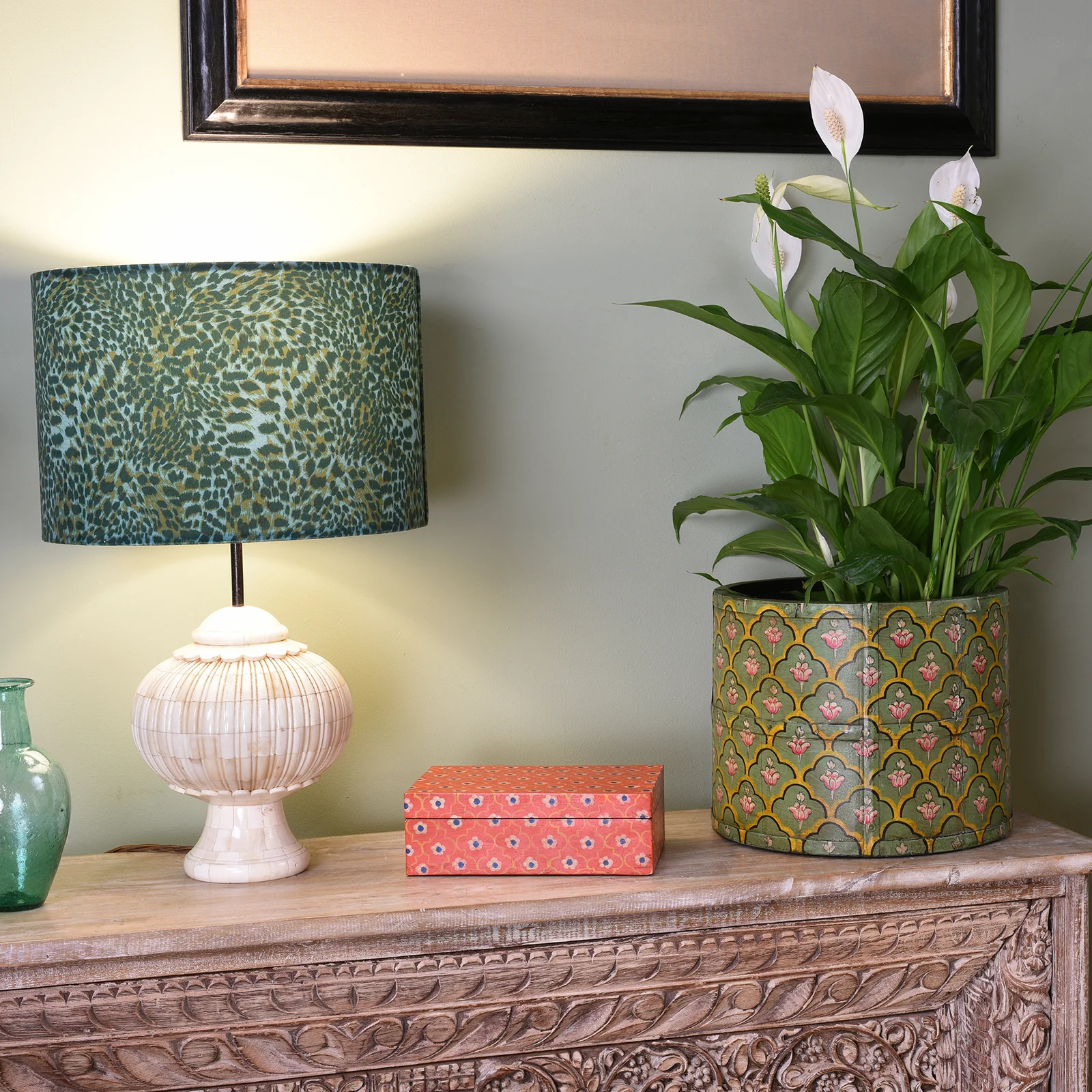 Painted Grain Measure Planter - Mughal Green - Image 2