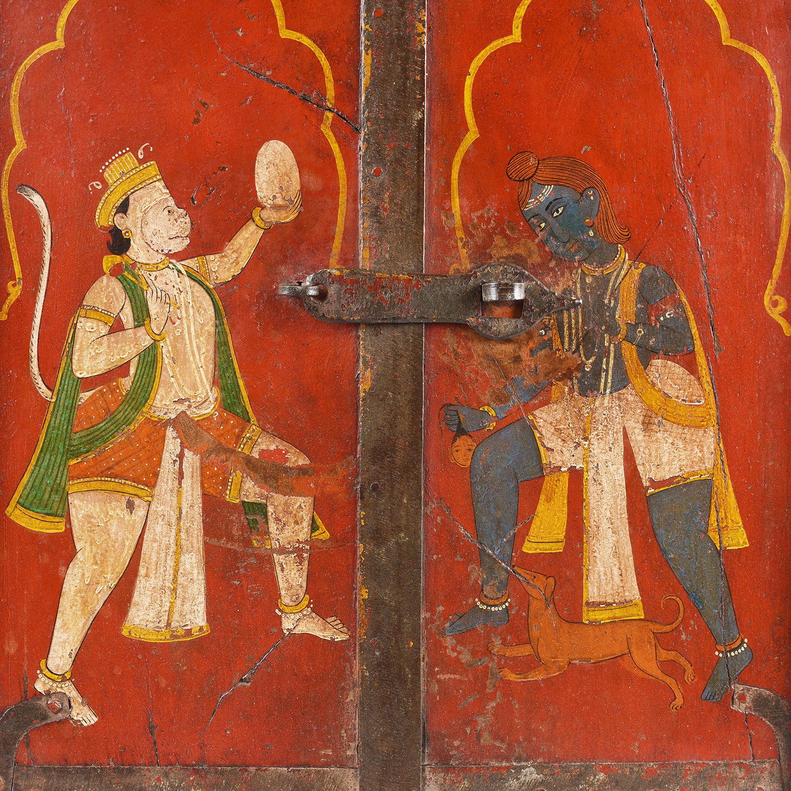 Painted Hanuman Bhairava Shutters From Bikaner - Ca 1900 - Image 2