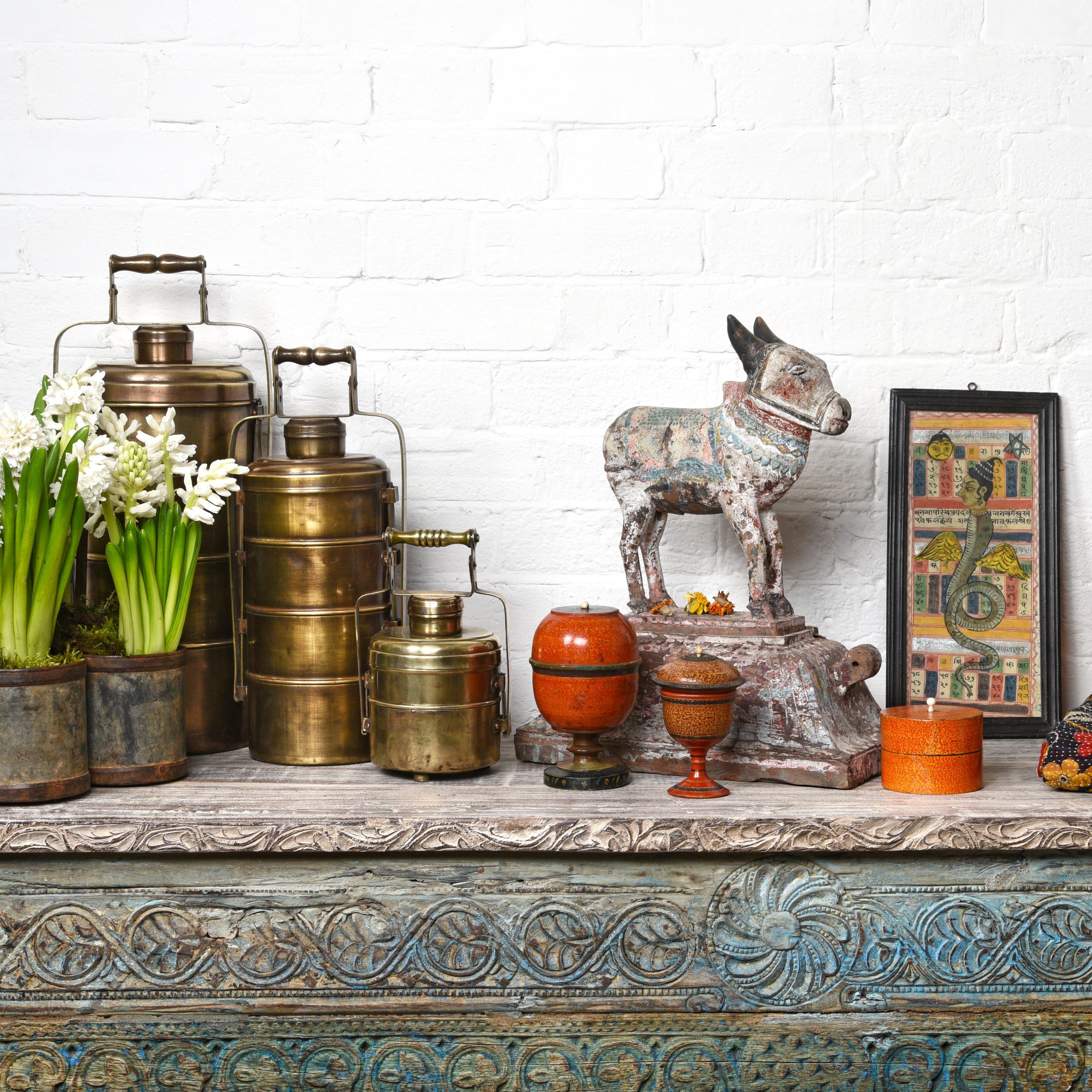 Painted Indian Reclaimed Wood Console Table - Image 2