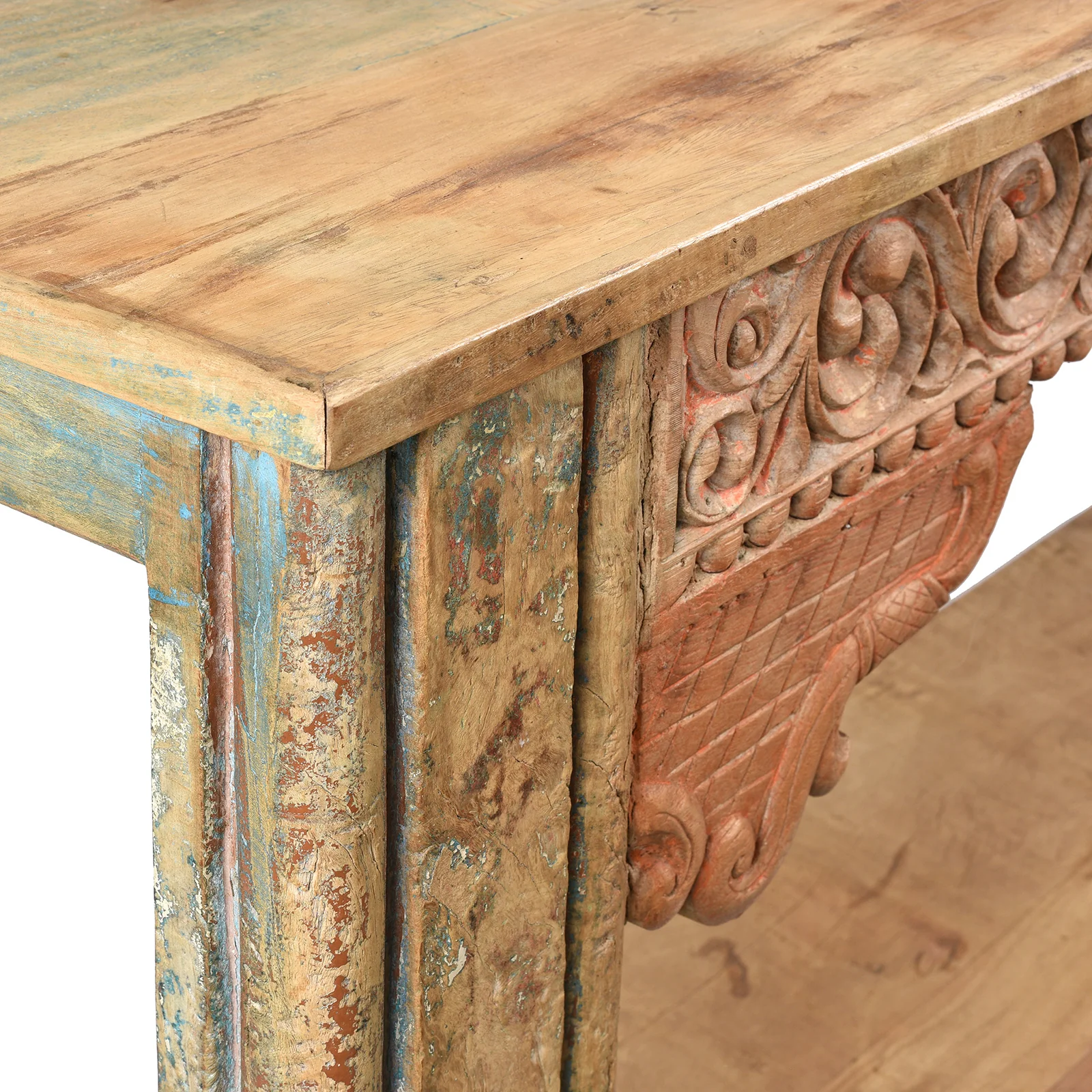 Painted Indian Console Table Made From Reclaimed Teak - Image 7