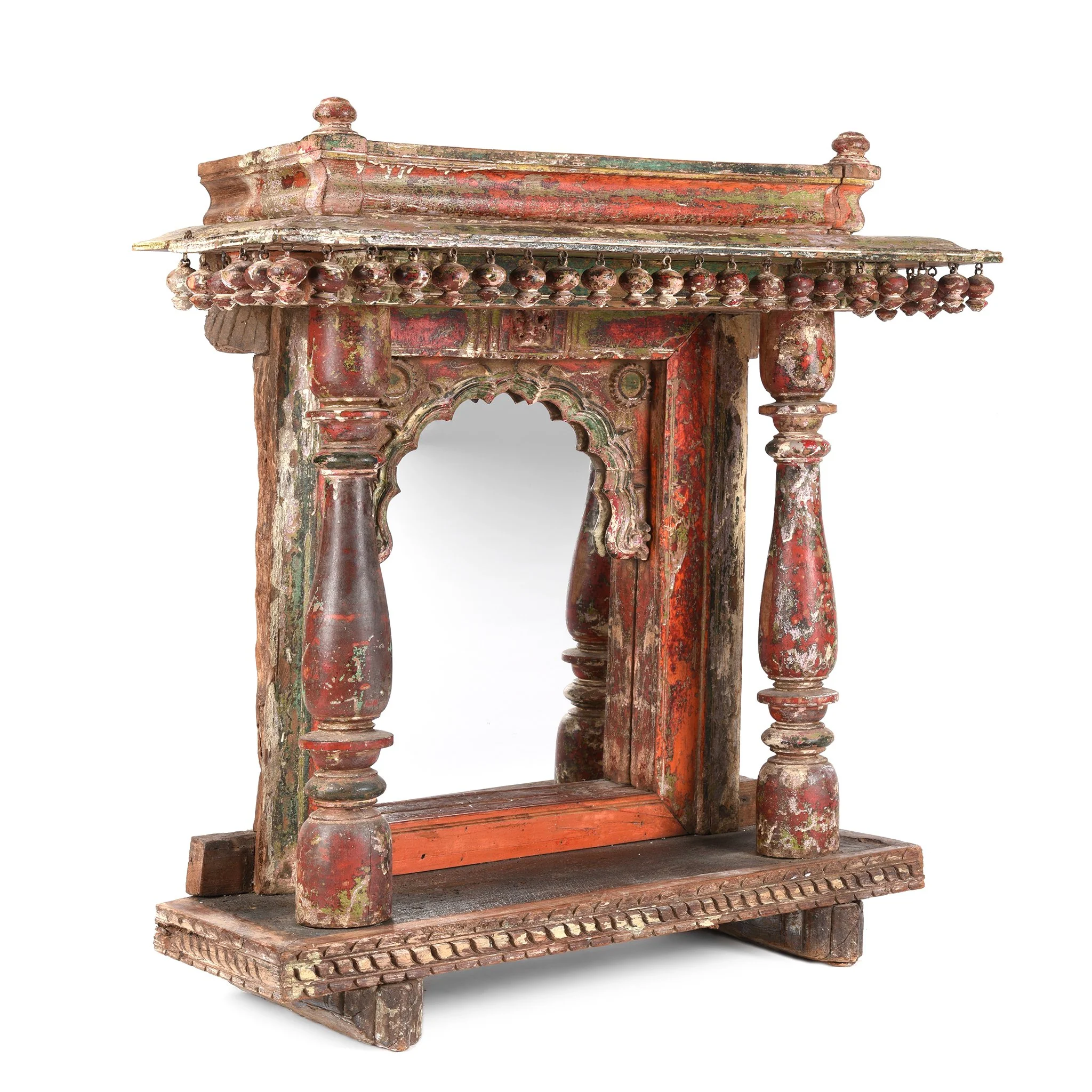 Painted Indian House Shrine Mirror From Gujarat - 19thC - Image 2