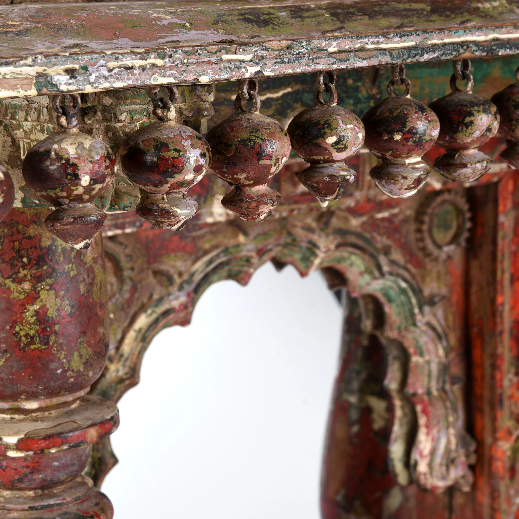 Painted Indian House Shrine Mirror From Gujarat - 19thC - Image 3