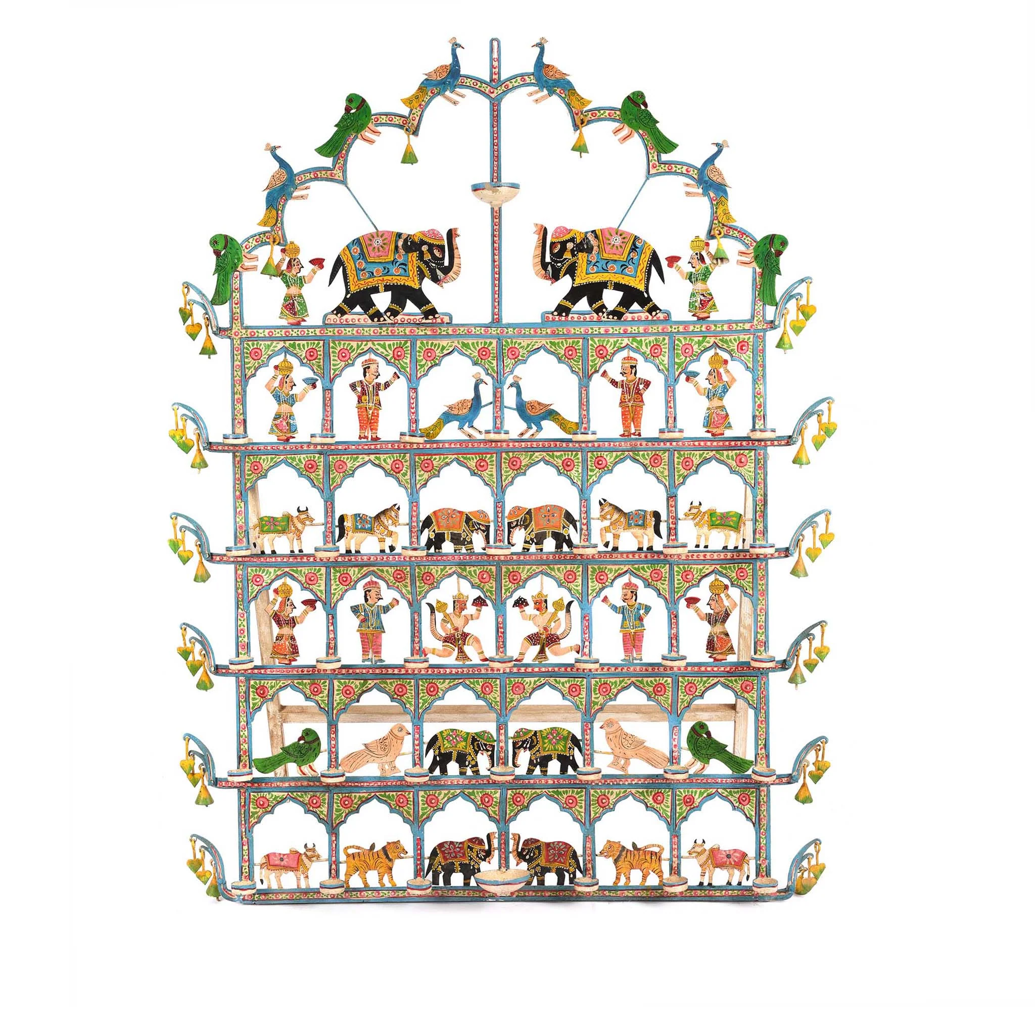 Painted Indian Iron Tribal "Toran" Diwali Lamp
