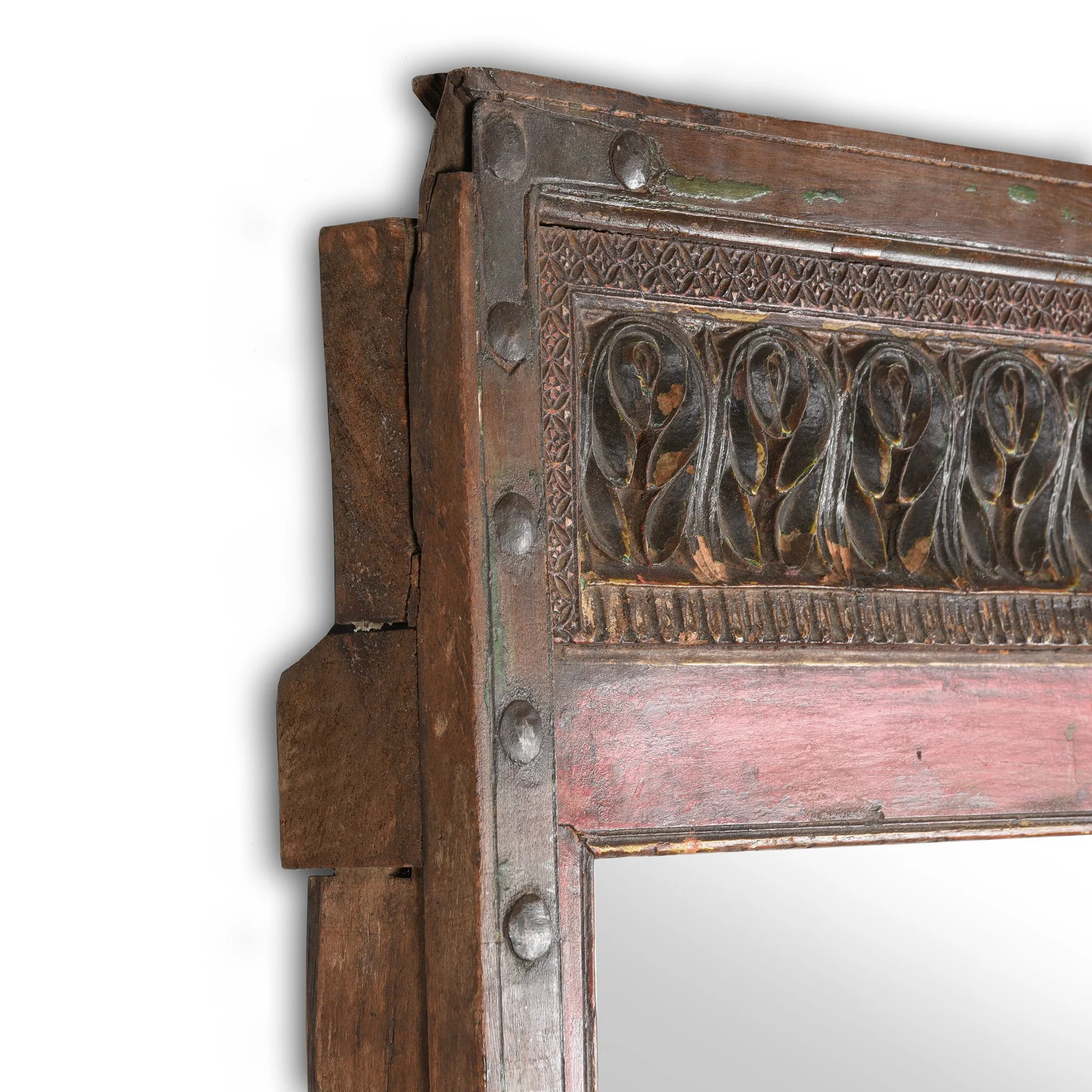 Painted Indian Mirror From Bikaner - 19thC (94 x 175cm) - Image 3