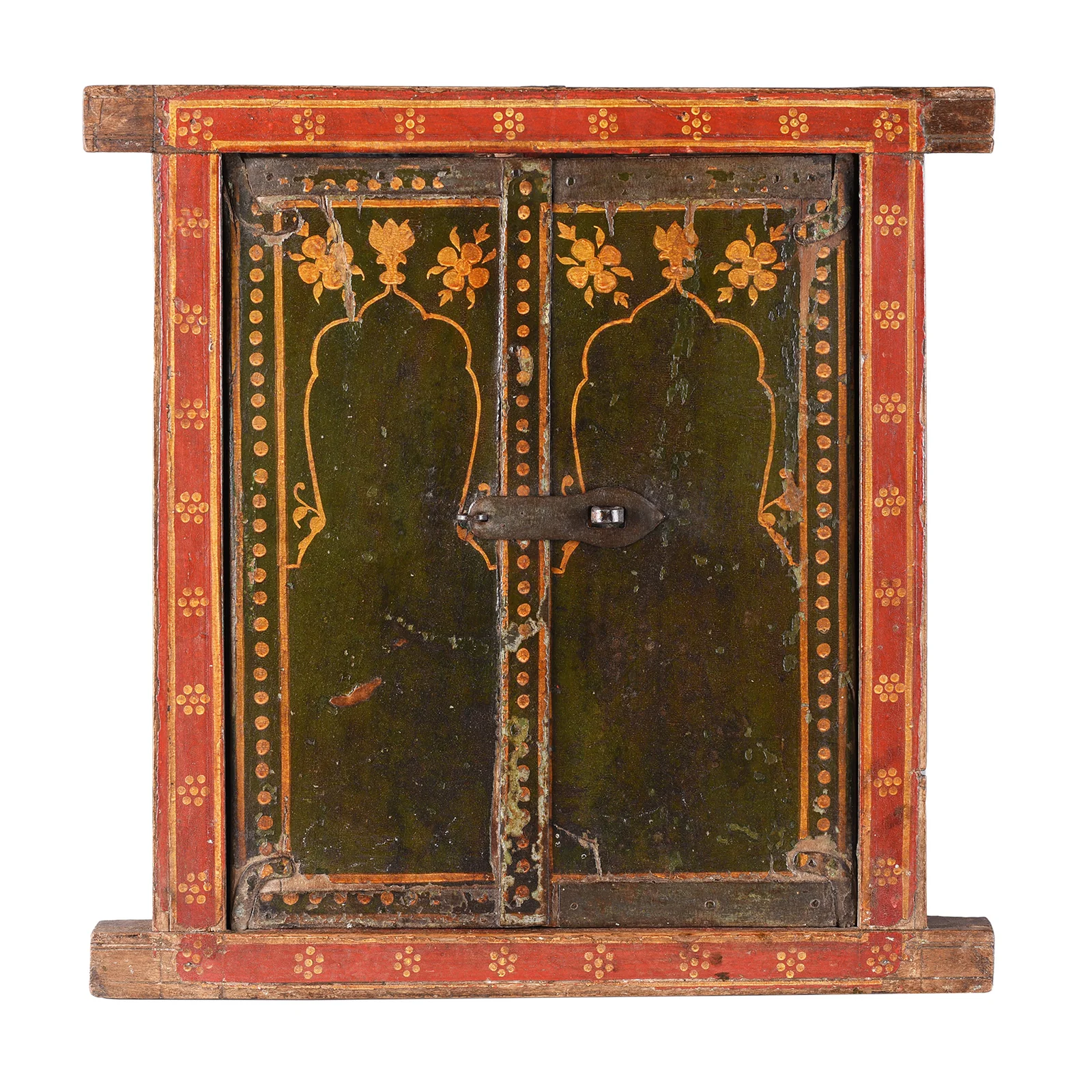 Painted Indian Mirror Shutter From Bikaner - 19th Century