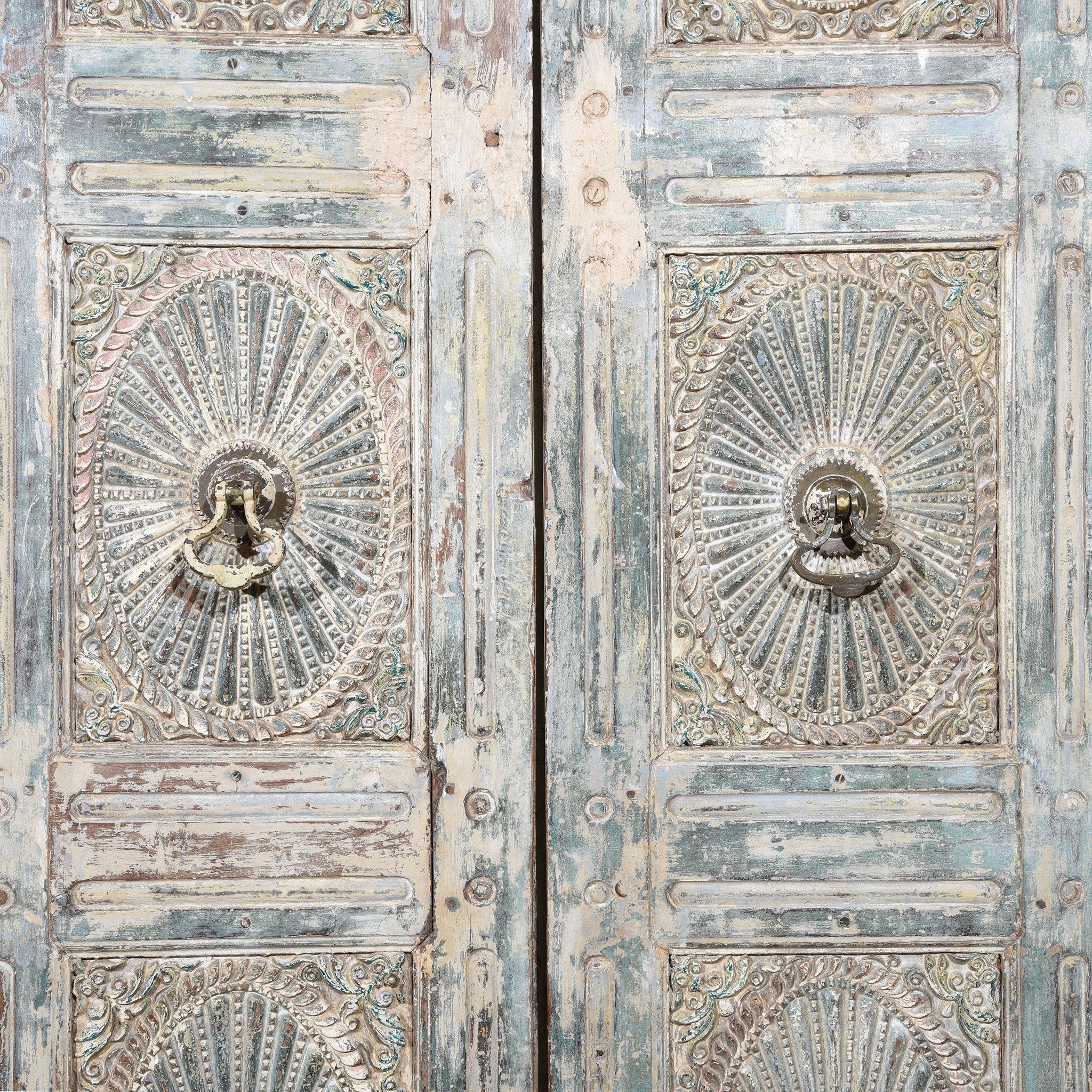 Painted Indian Reclaimed Door From Gujarat - 19thC - Image 5