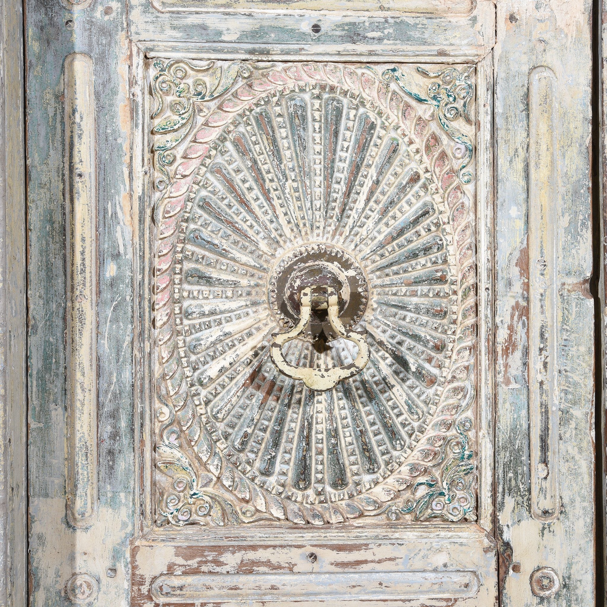 Painted Indian Reclaimed Door From Gujarat - 19thC - Image 8