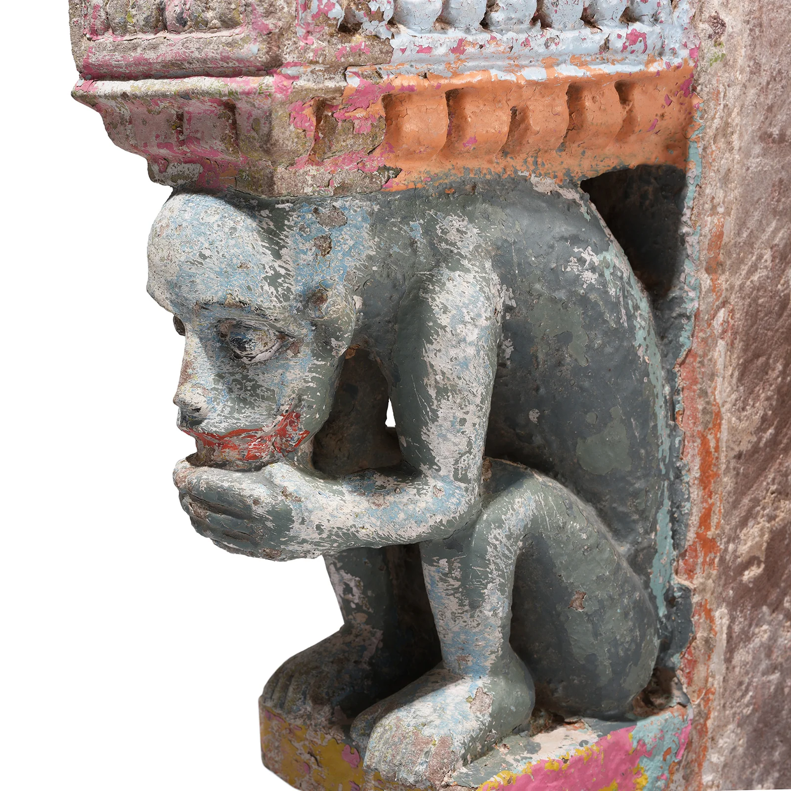 Pair Of Painted Stone Monkey Brackets From Gujarat - 18th Century - Image 2