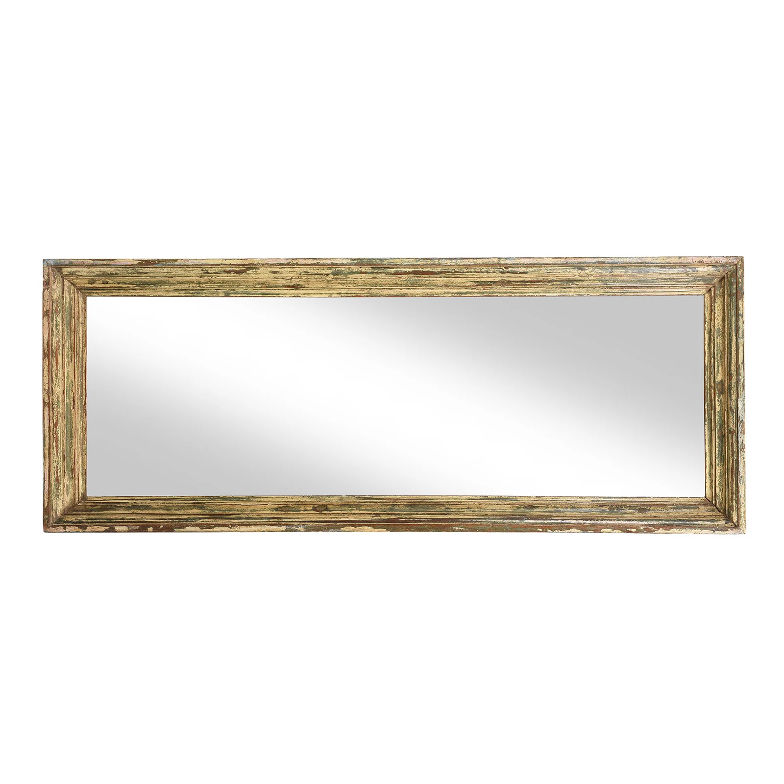 Rustic Green Painted Indian Mirror (61 x 152 cm) - Image 2