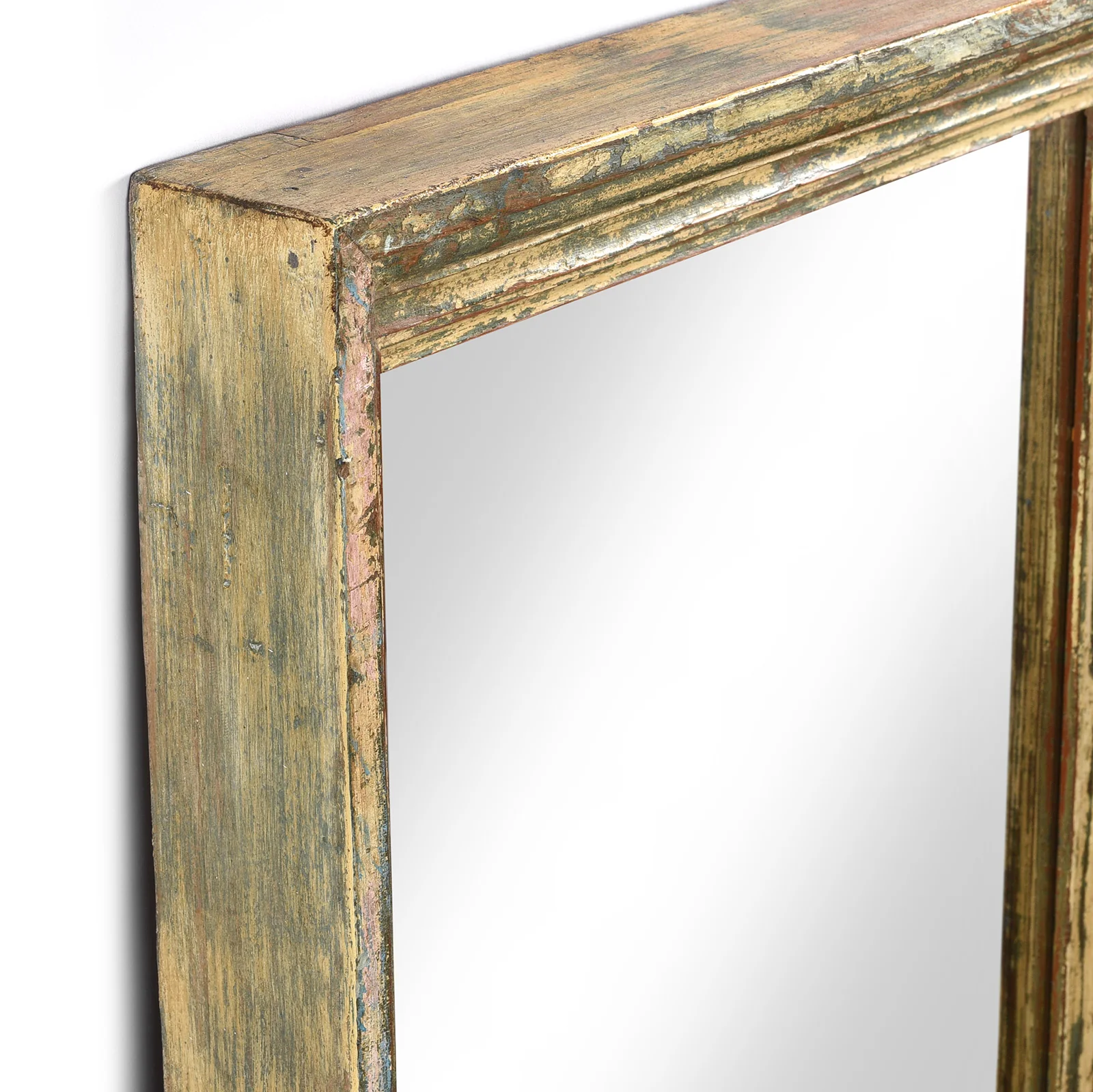 Rustic Green Painted Indian Mirror (61 x 152 cm) - Image 4