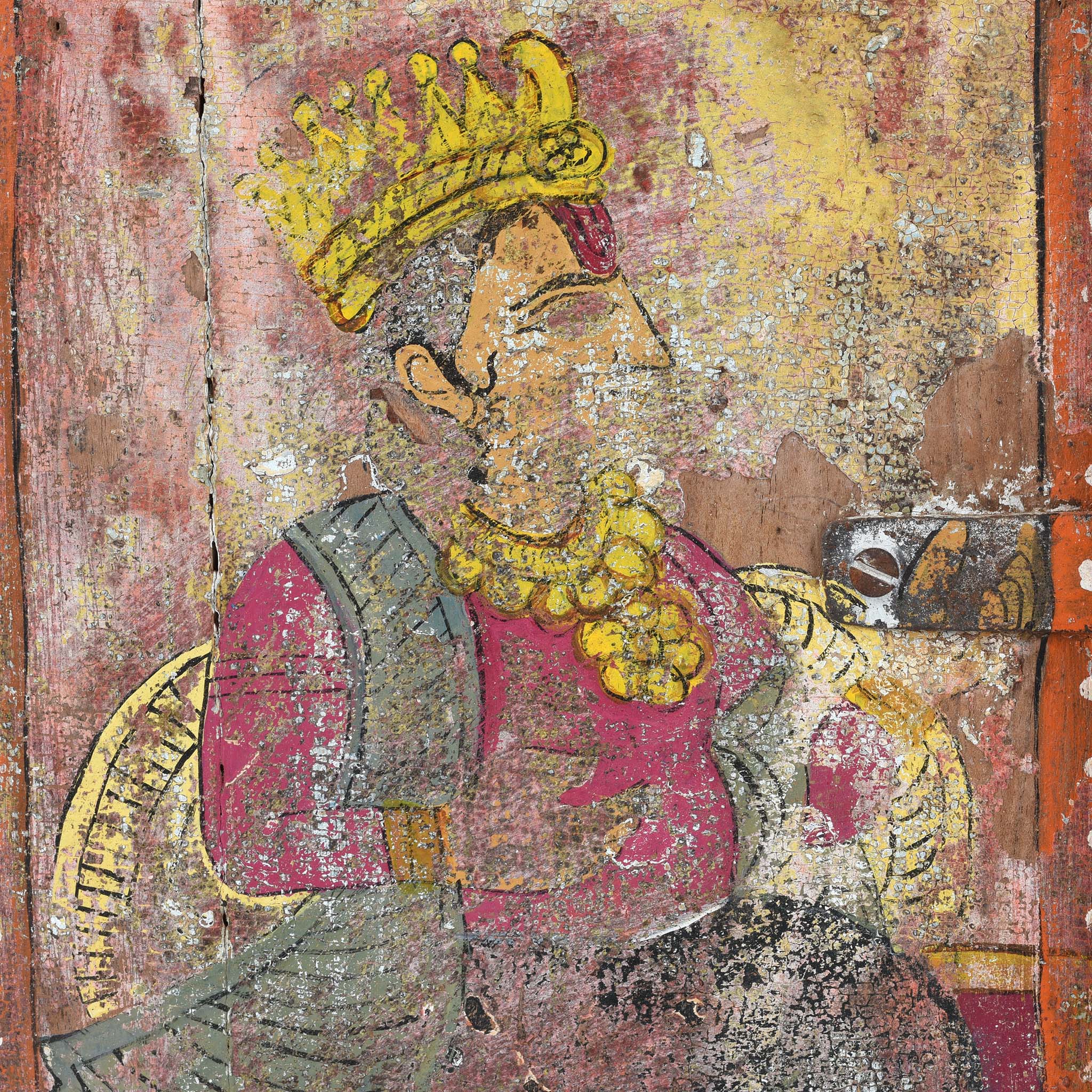 Painted Teak Indian Window Shutter From Gujarat - 19thC - Image 2