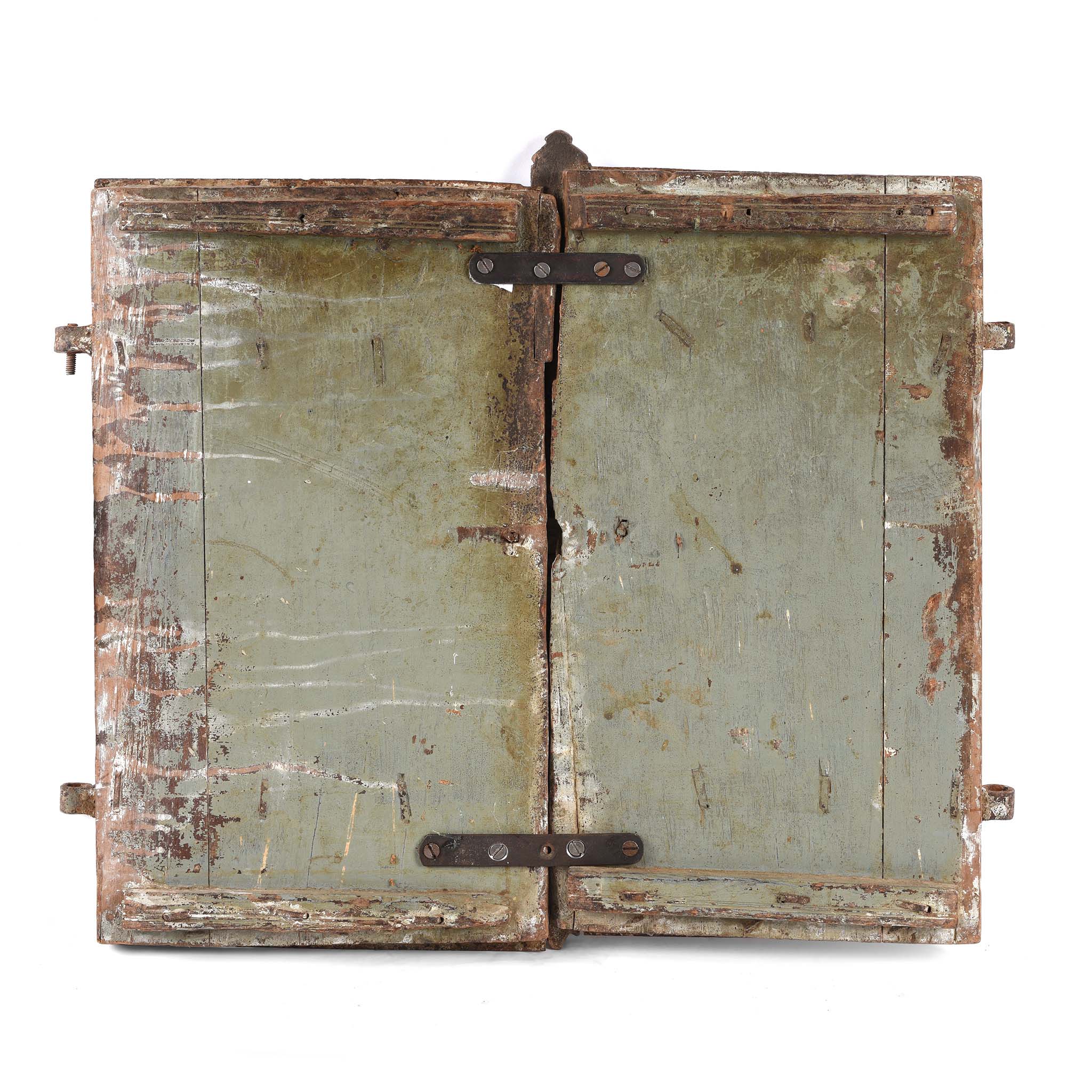 Painted Teak Indian Window Shutter From Gujarat - 19thC - Image 5
