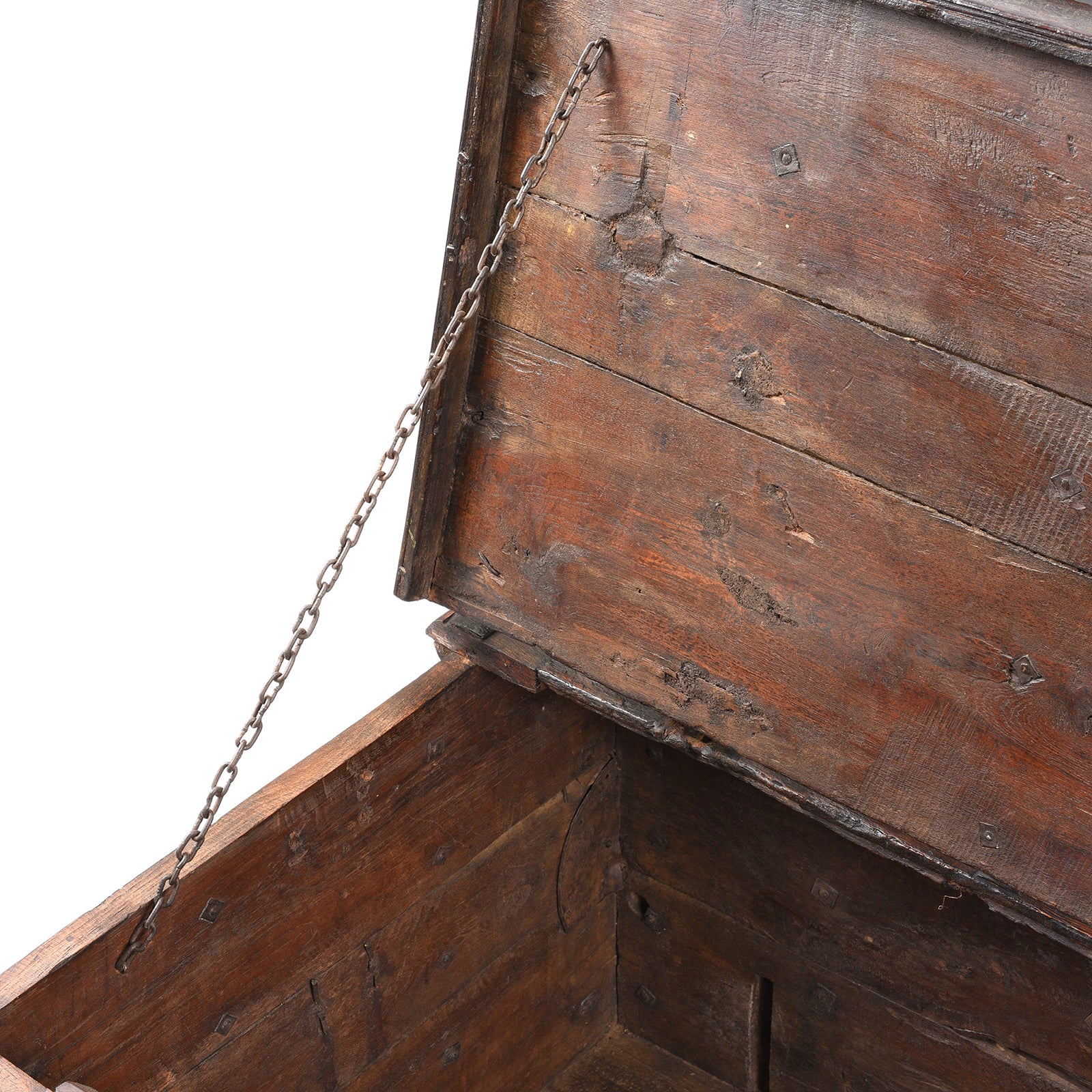 Painted Iron Bound Teak Chest From Gujarat - 18th Century - Image 5
