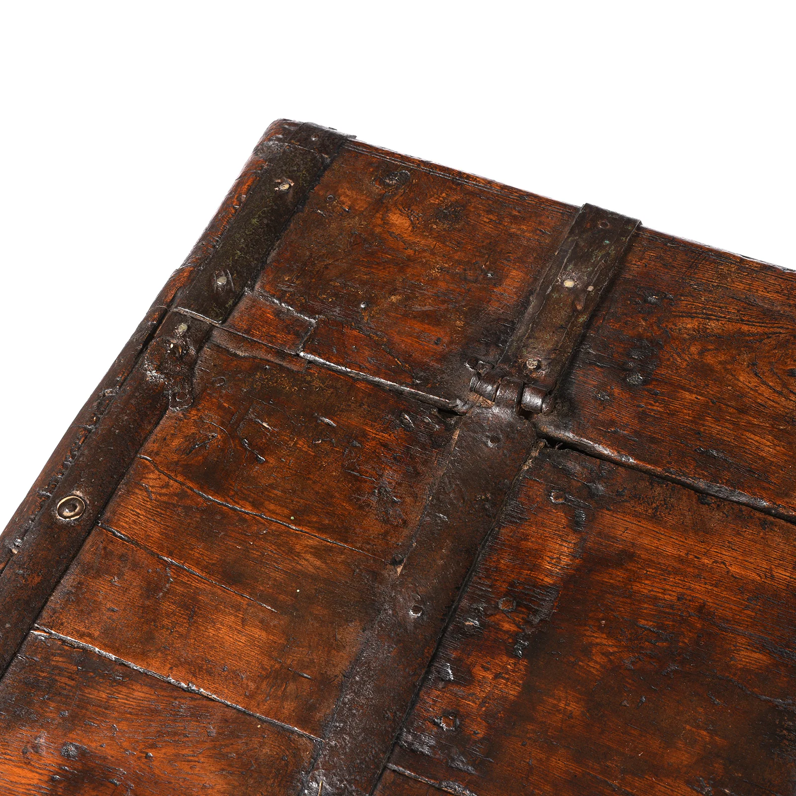 Painted Iron Bound Teak Chest From Gujarat - 18th Century - Image 6