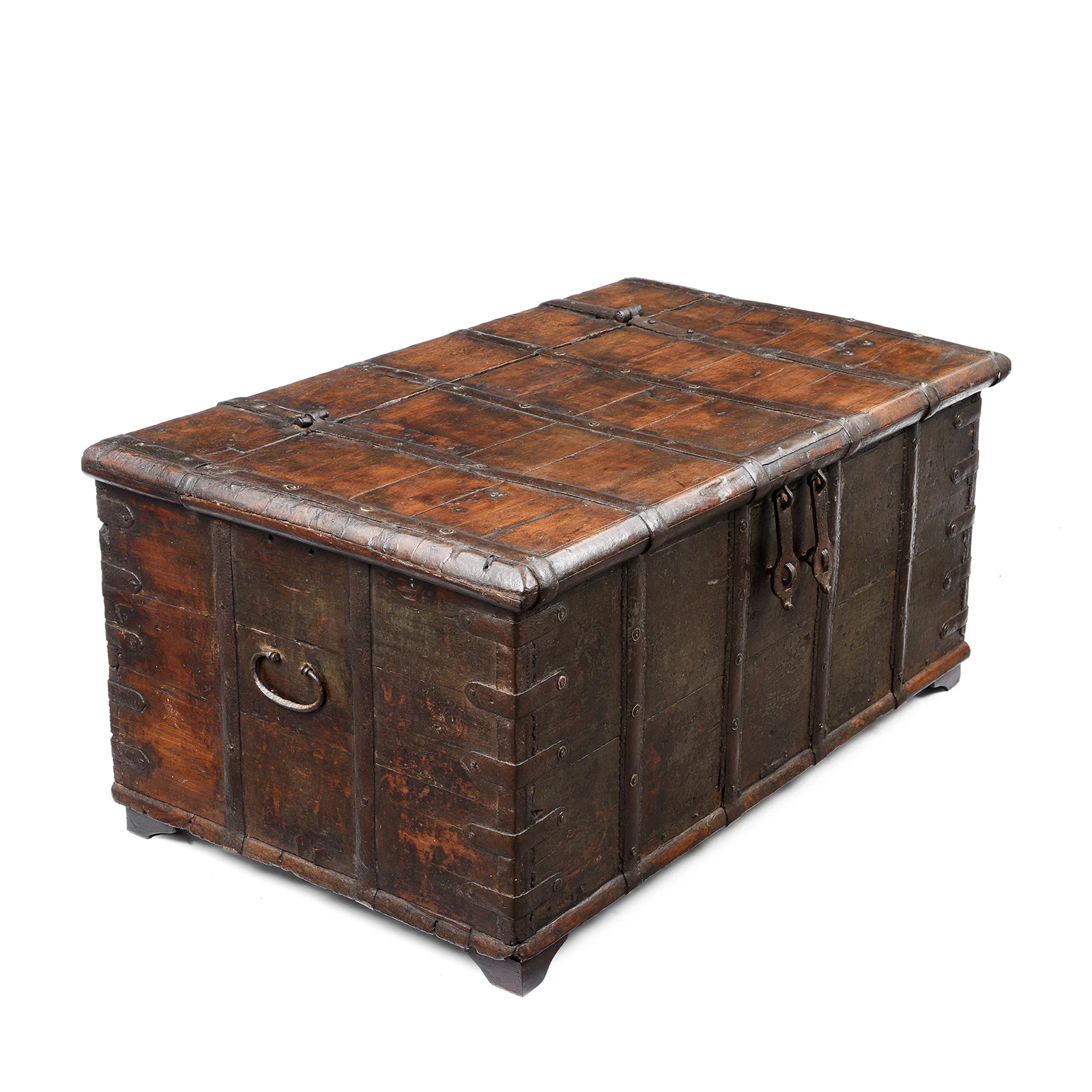 Painted Iron Bound Teak Chest From Gujarat - 18th Century - Image 7