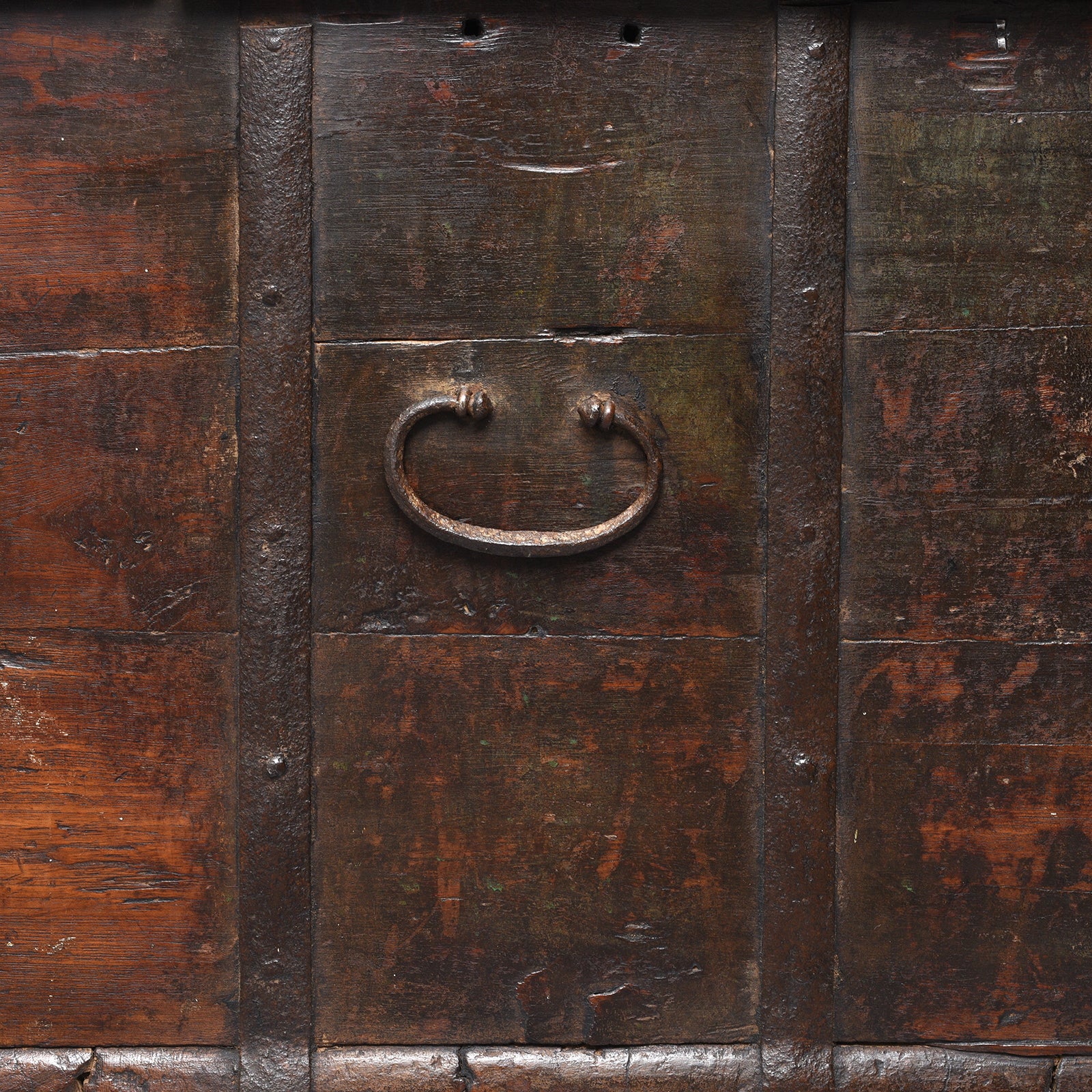 Painted Iron Bound Teak Chest From Gujarat - 18th Century - Image 9