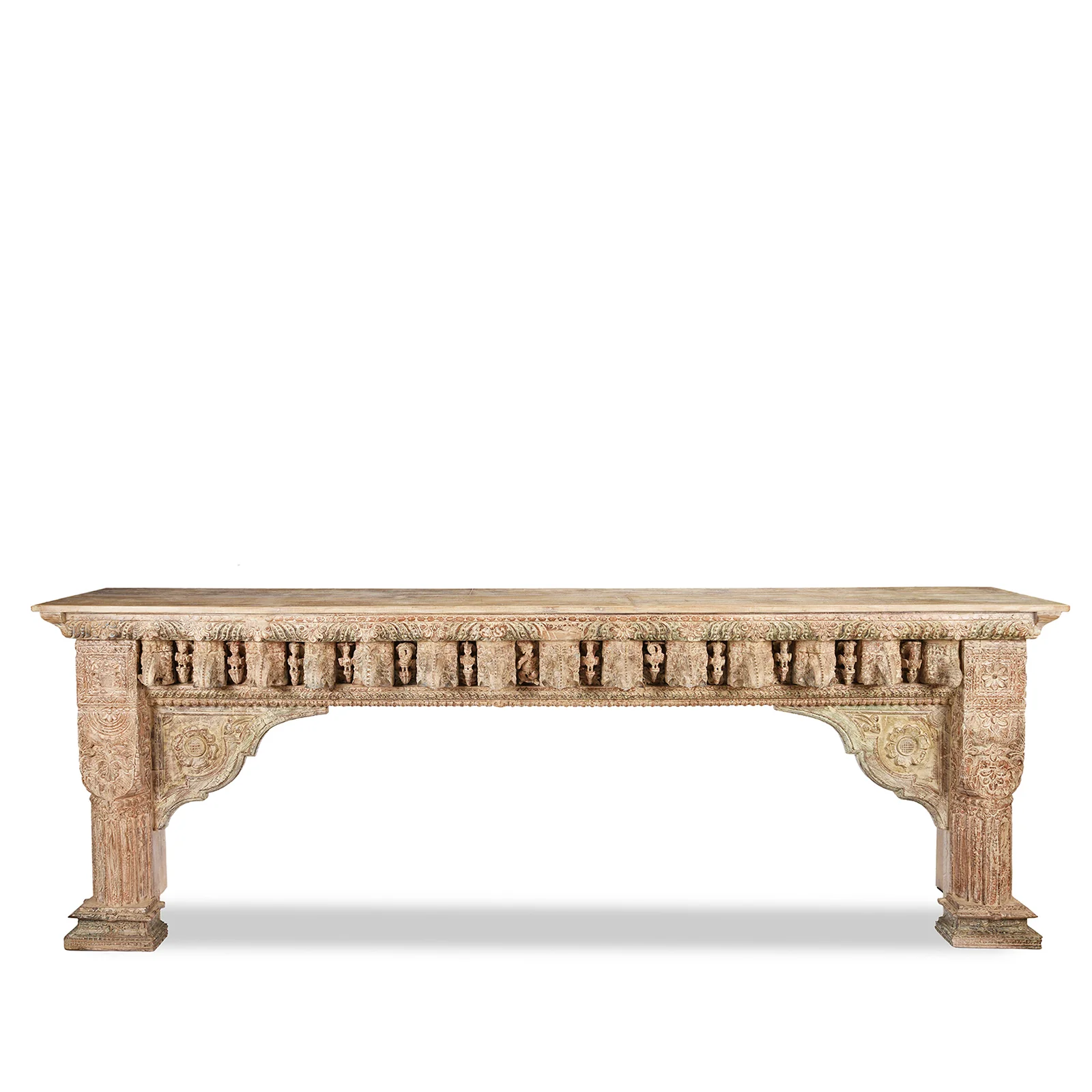 Painted Long Console Table Made From Reclaimed Teak