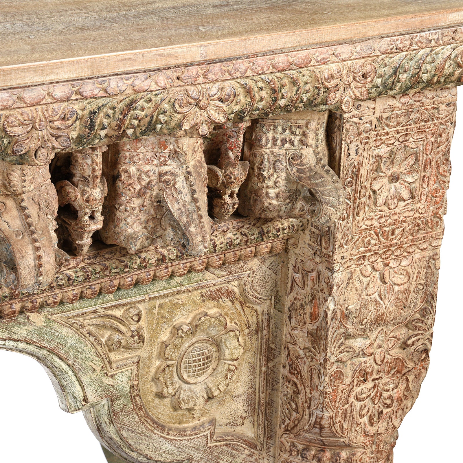 Painted Long Console Table Made From Reclaimed Teak - Image 10