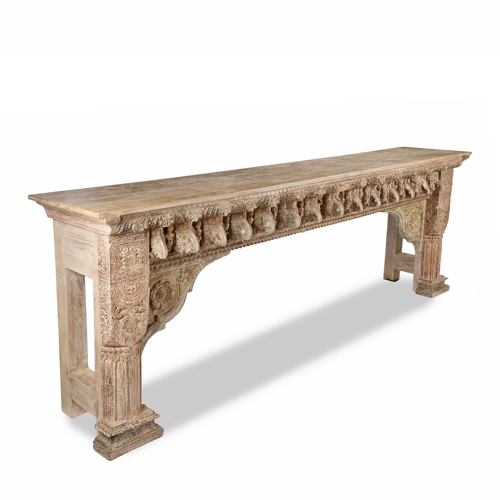 Painted Long Console Table Made From Reclaimed Teak - Image 5