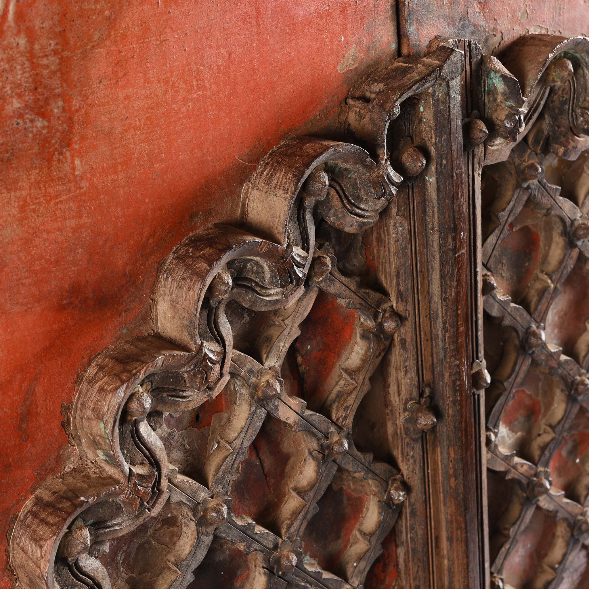 Painted Mica Indian Window Shutter From Rajasthan - 18thC - Image 4