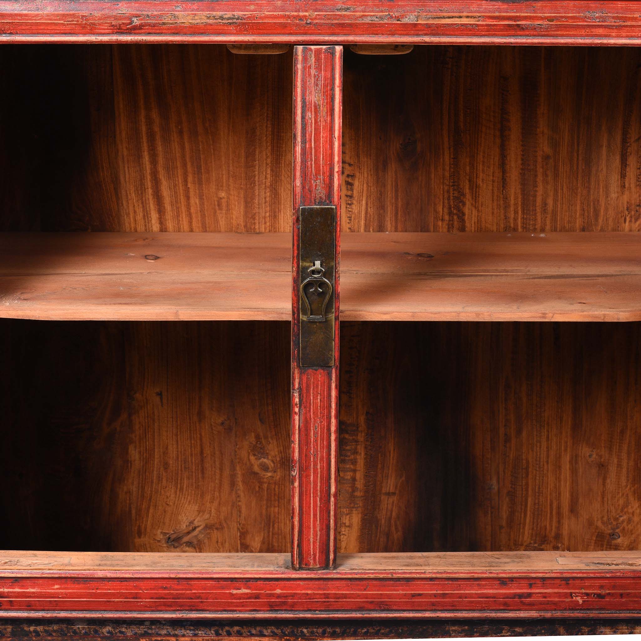 Painted Mongolian Book Cabinet Made From Elm - 19thC - Image 5