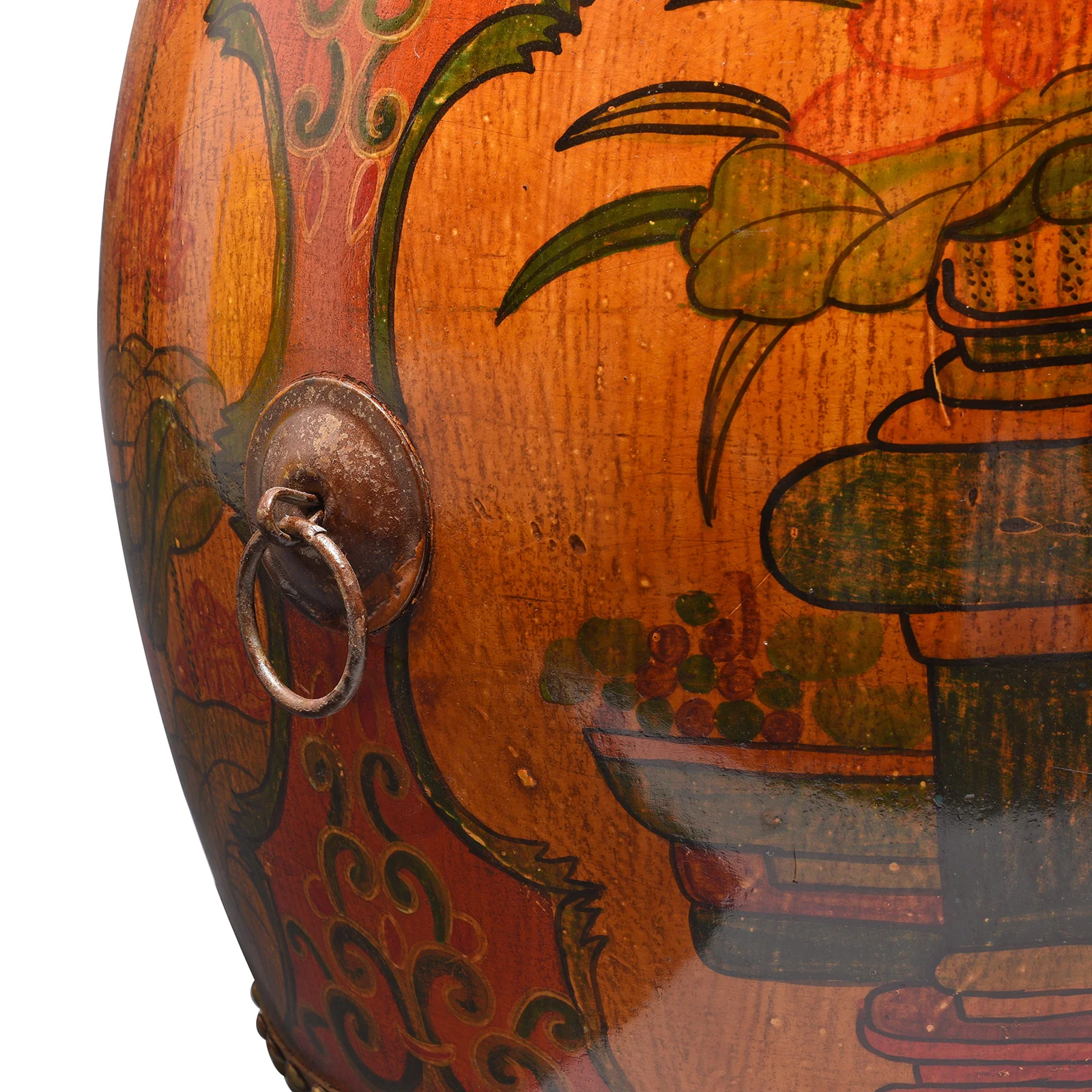 Painted Mongolian Drum Side Table - Image 3