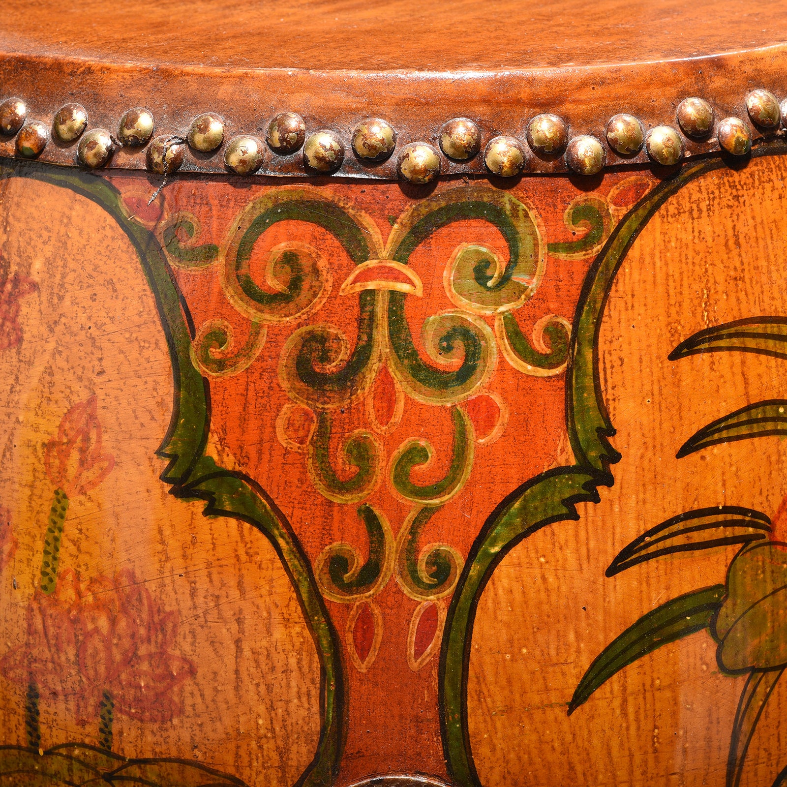 Painted Mongolian Drum Side Table - Image 4