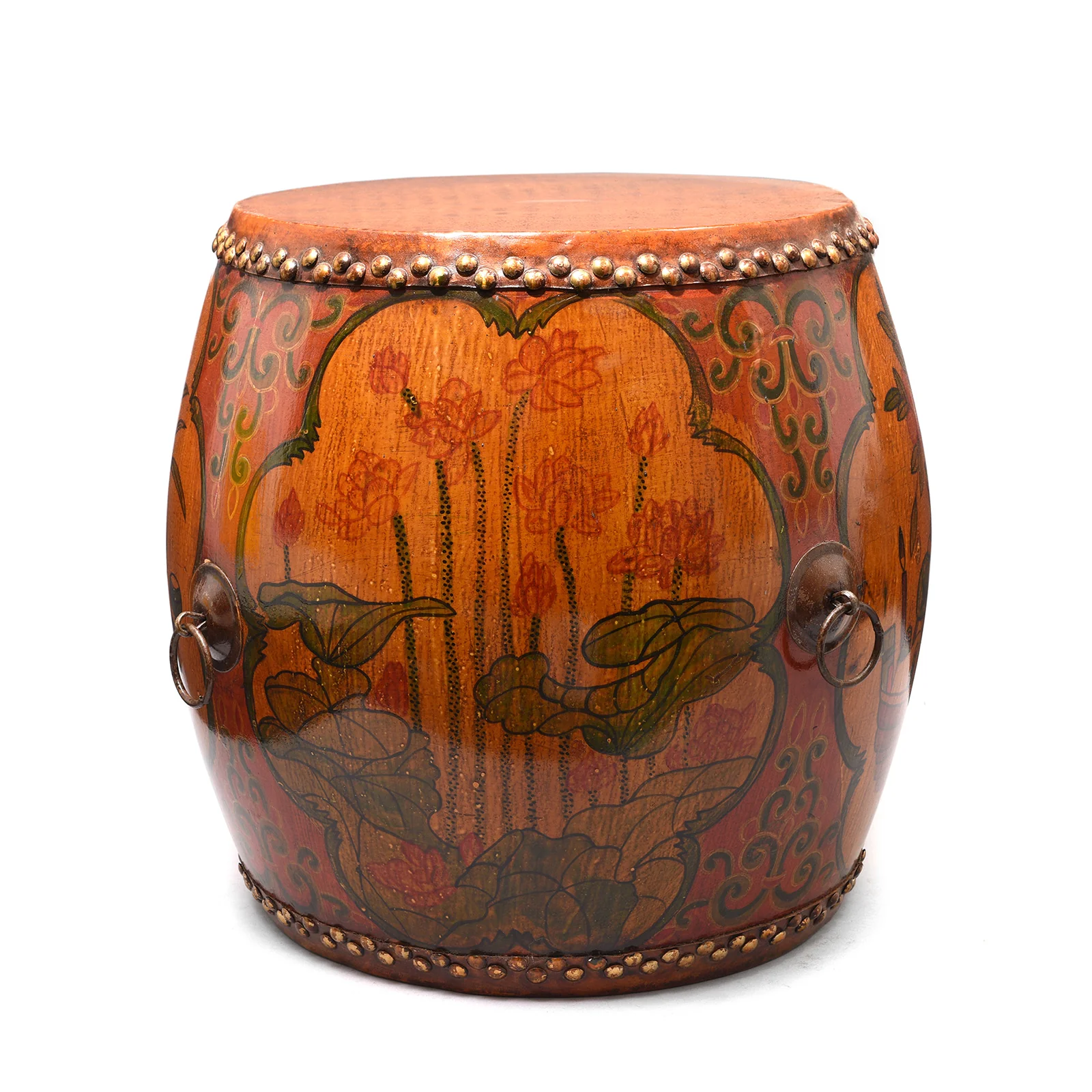 Painted Mongolian Drum Side Table - Image 5