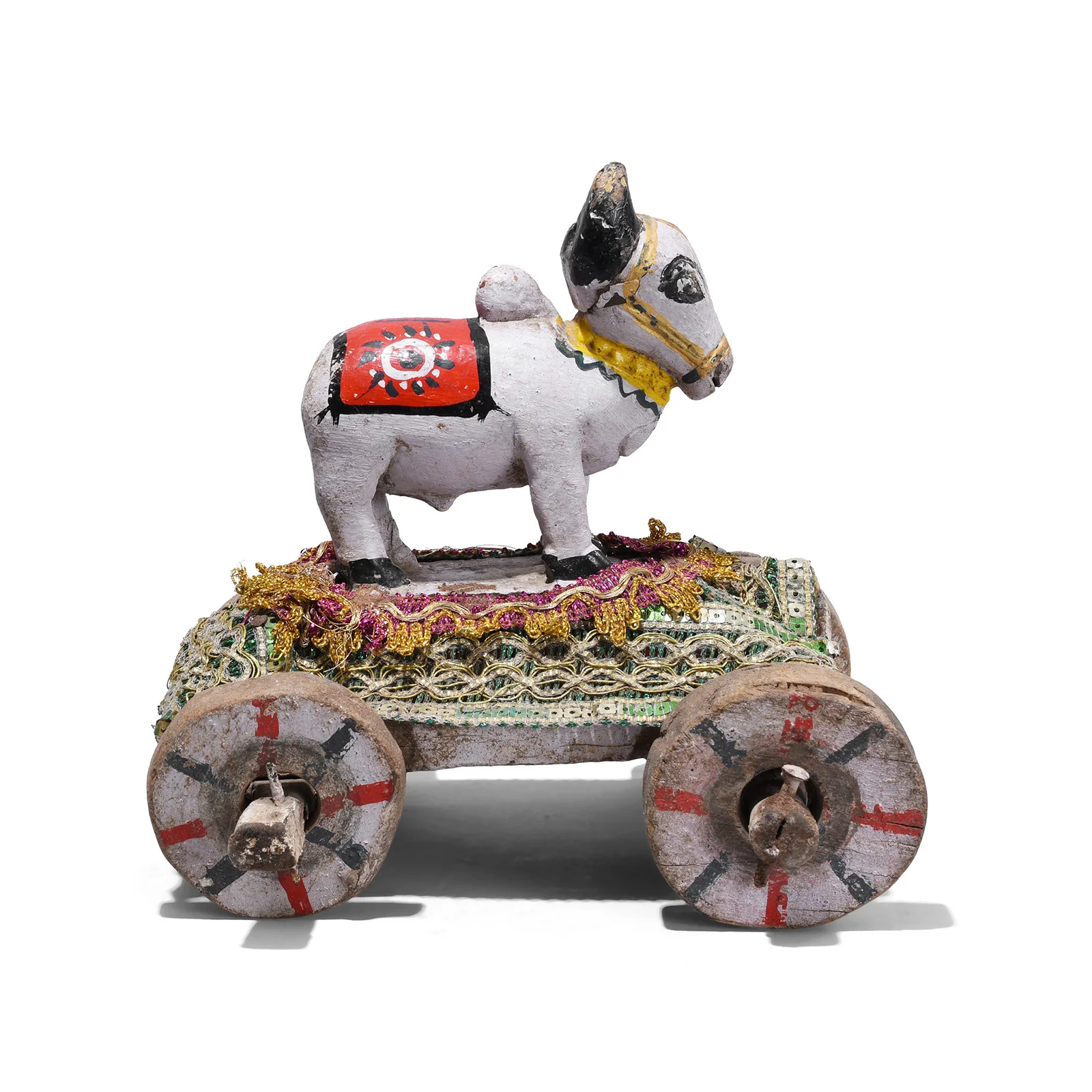 Painted Indian Nandi Bull Wheel Toy - Ca 1940 - Image 2