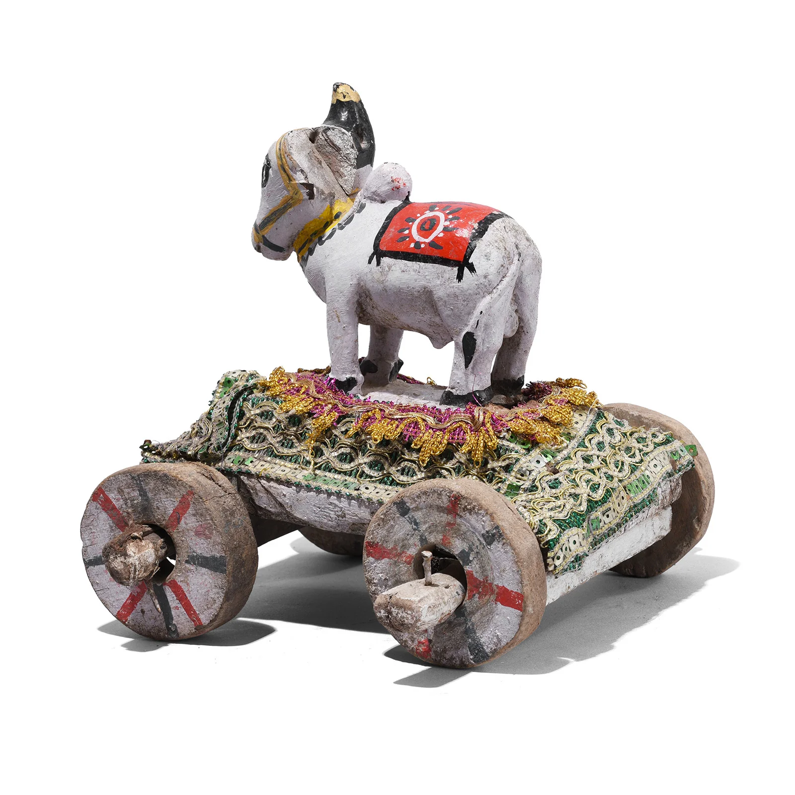 Painted Indian Nandi Bull Wheel Toy - Ca 1940 - Image 4