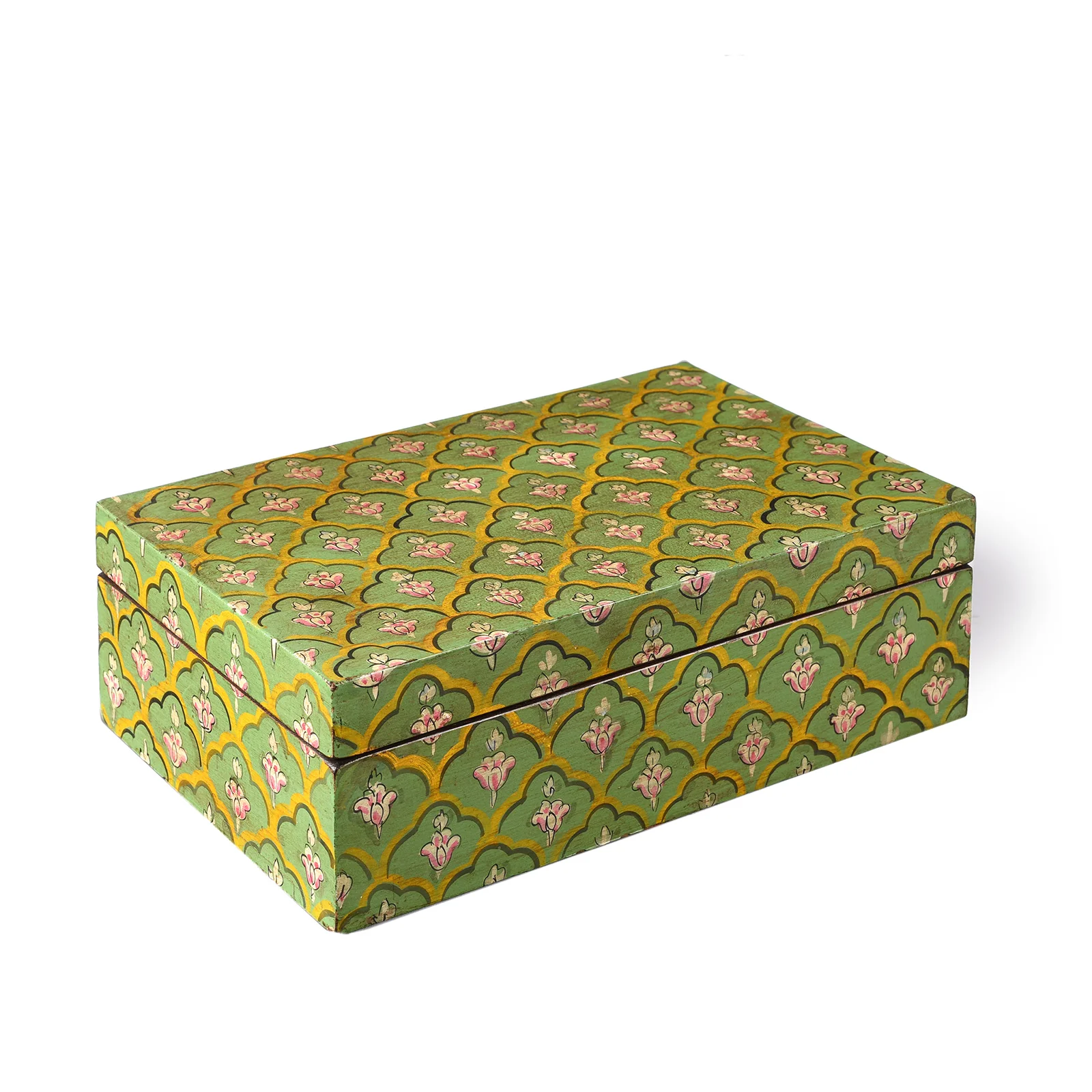 Hand Painted Rajasthani Keepsake Box - Mughal Green - Image 6
