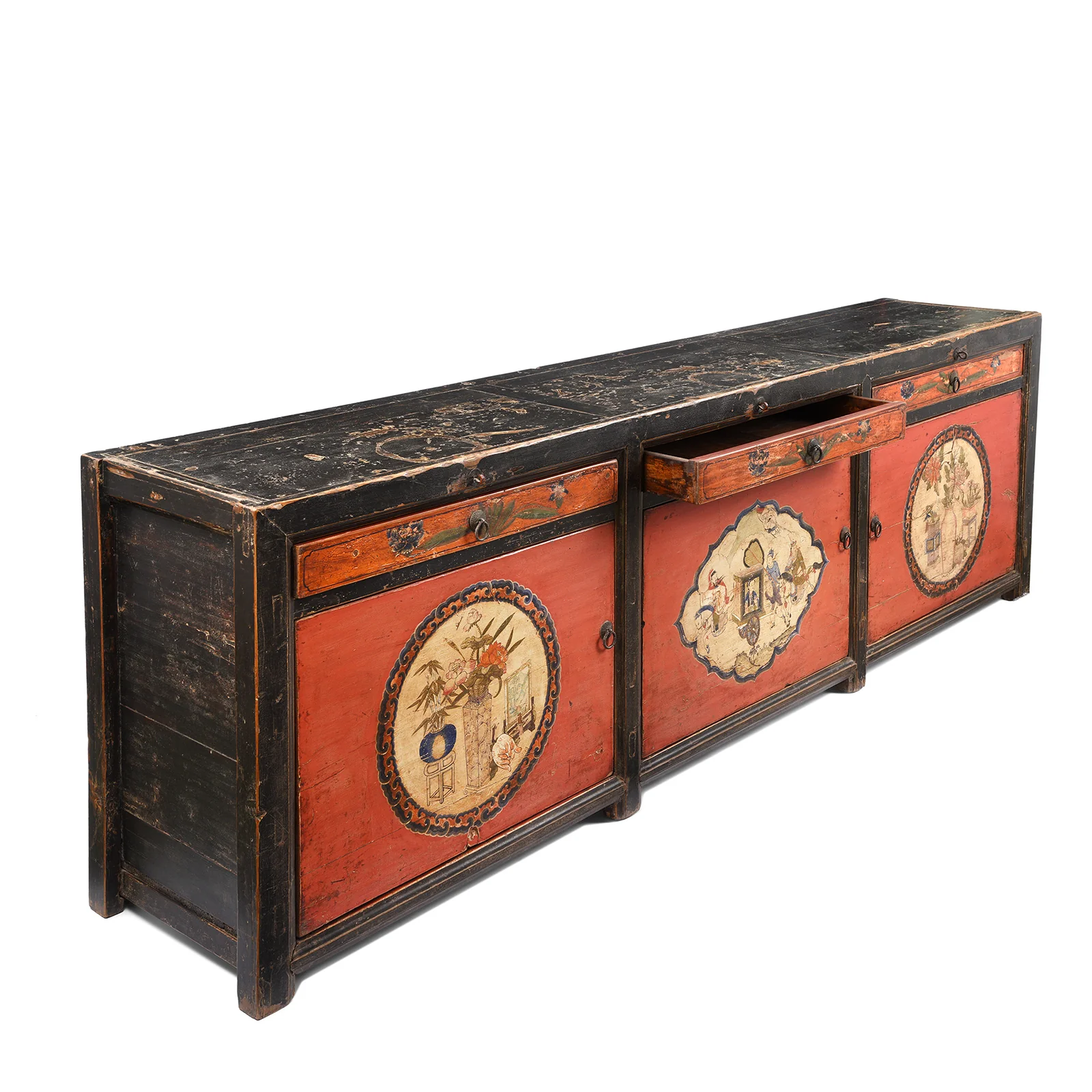 Painted Red & Black Gansu Sideboard - 19th Century - Image 5