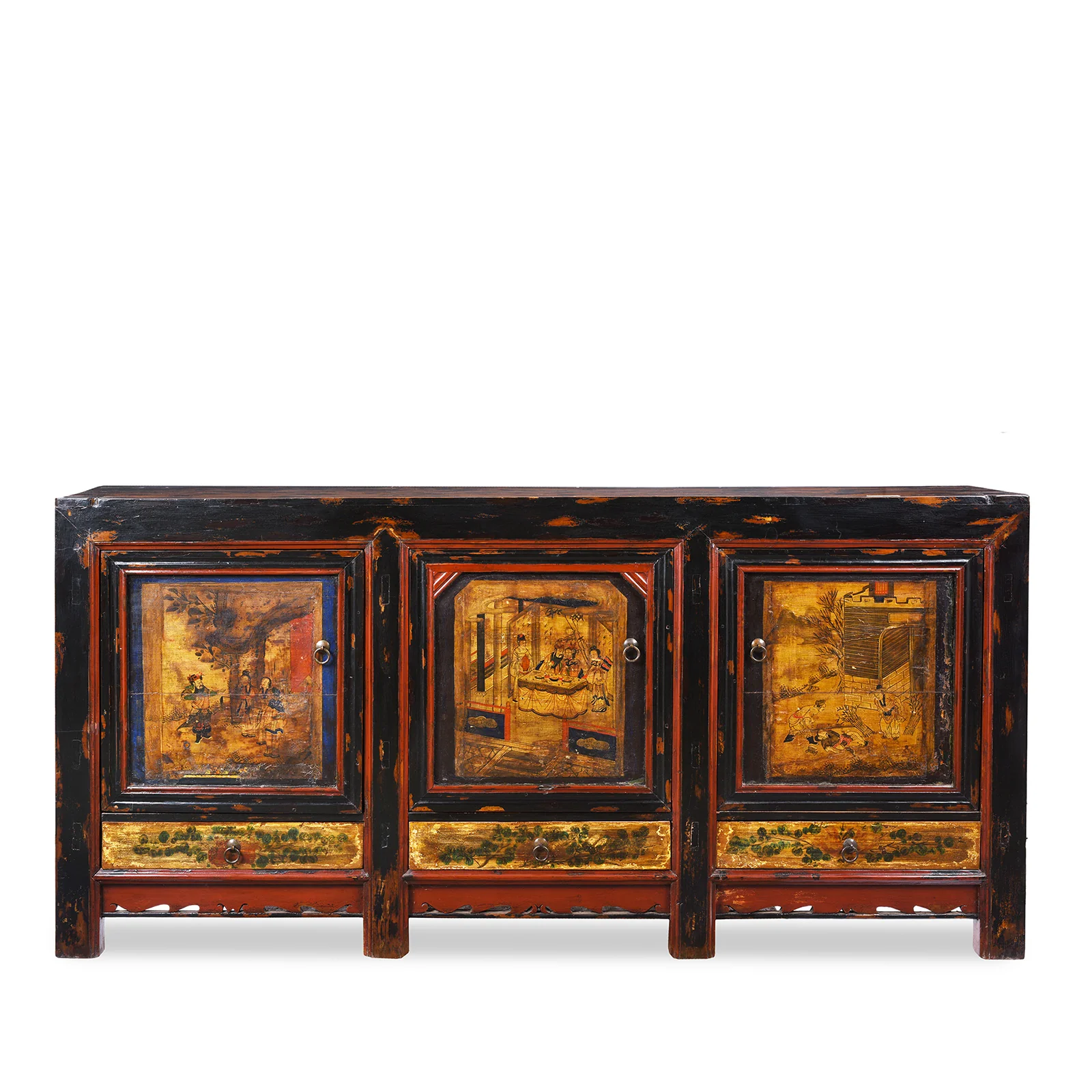 Painted Sideboard From Mongolia - 19th Century