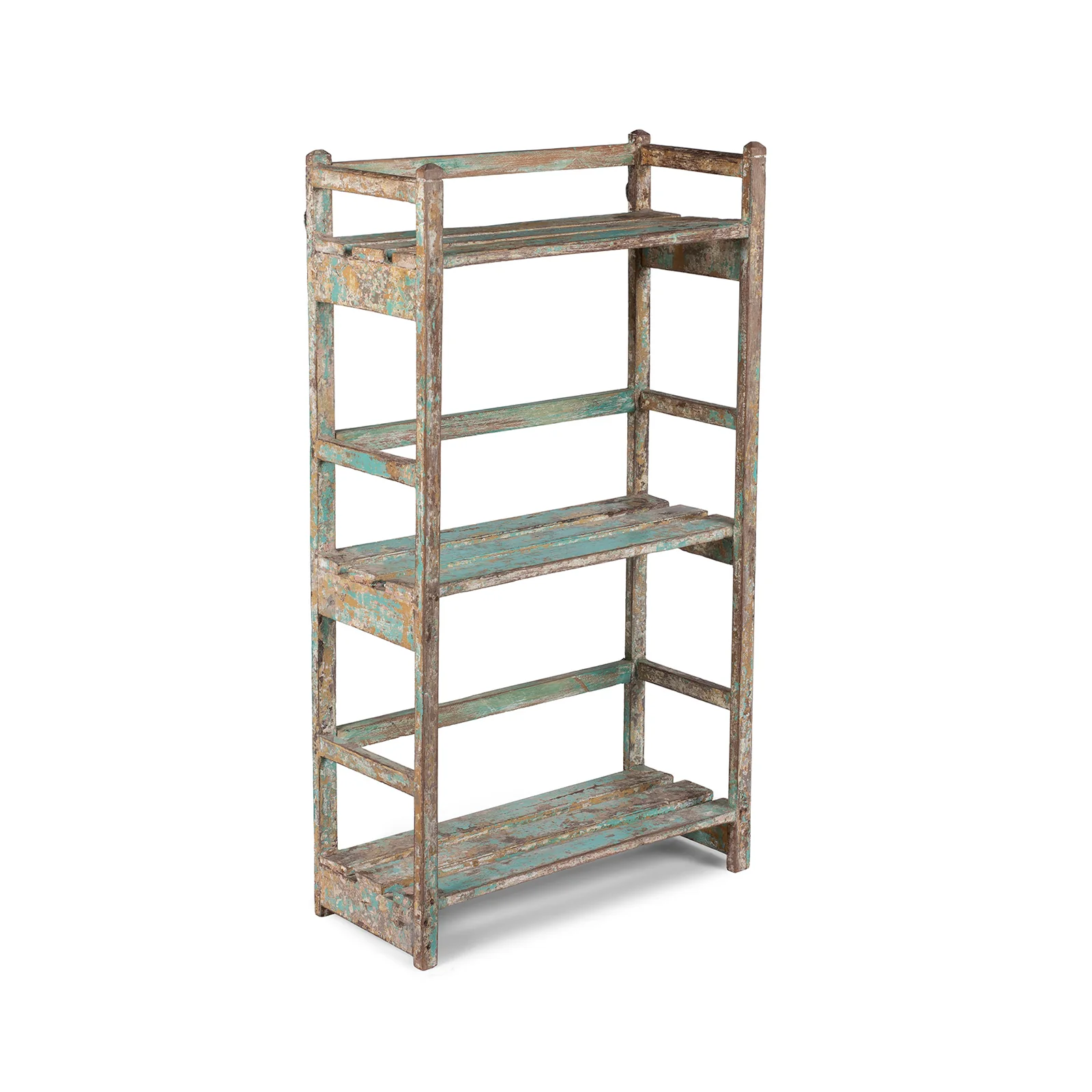 Small Green Painted Teak Slatted Shelf - Ca 1930