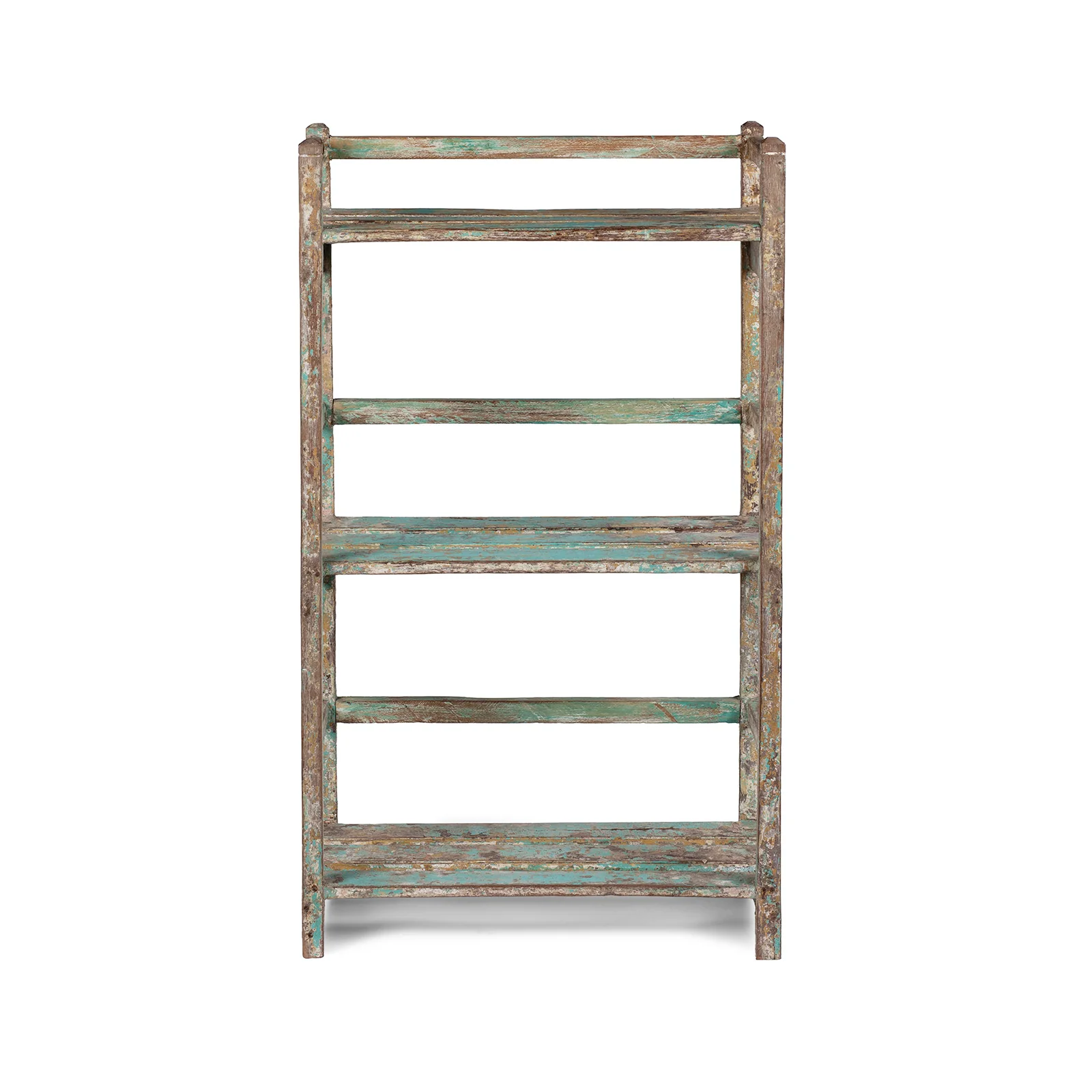 Small Green Painted Teak Slatted Shelf - Ca 1930 - Image 4