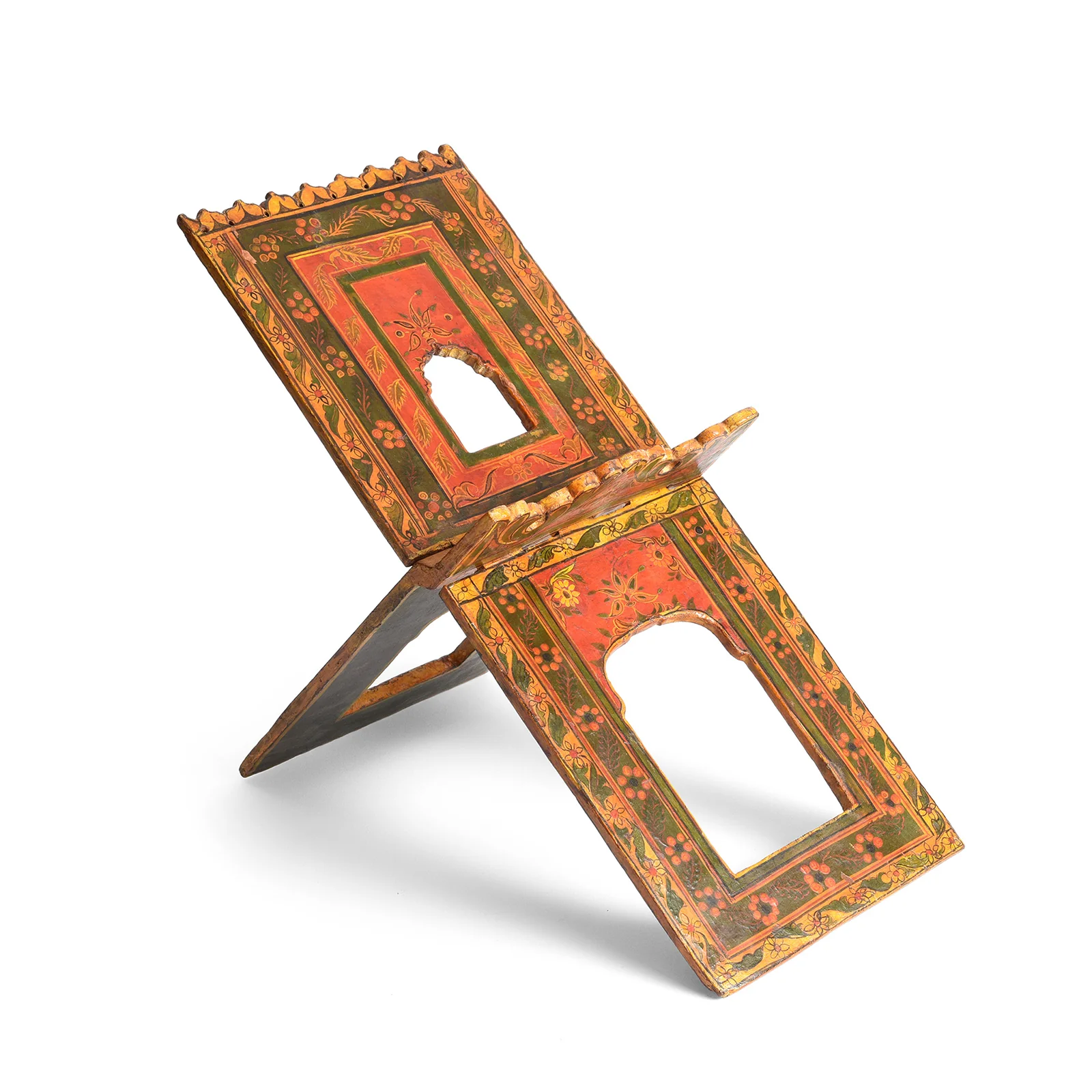 Painted Teak Book Stand From Bikaner - 19thC