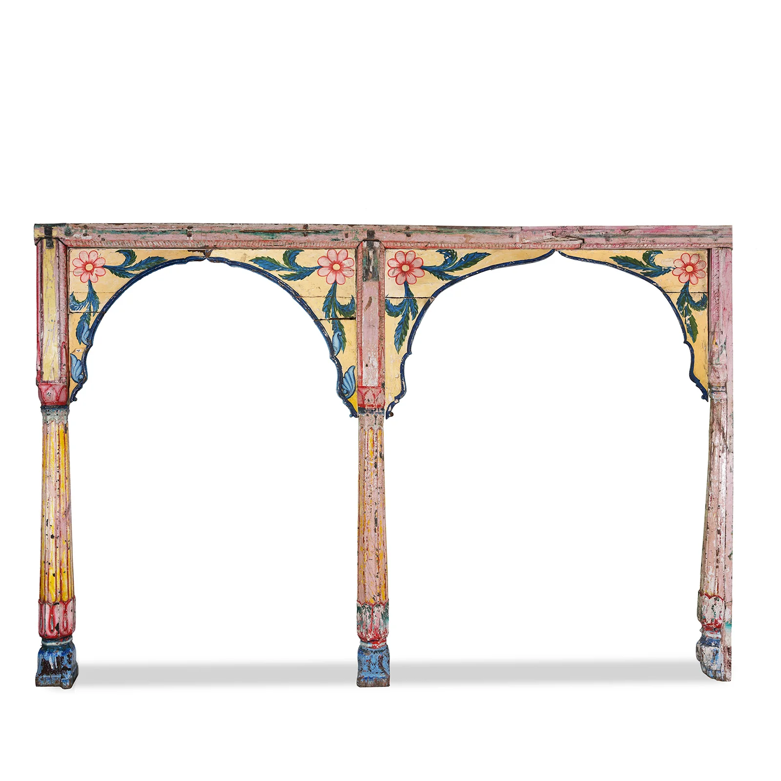 Painted Teak Double Arch From Maharashtra - 19th Century