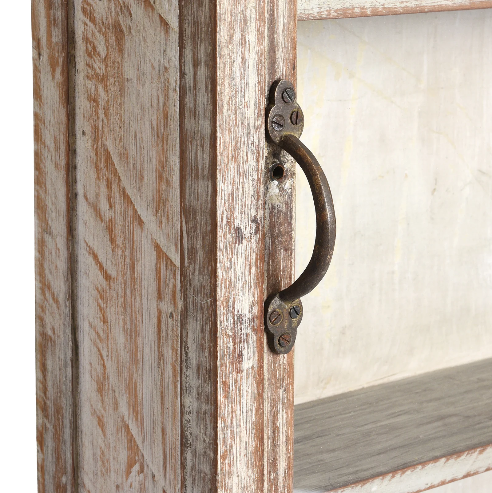 Painted Teak Glazed Tall Wall Cabinet - Ca 1920 - Image 4