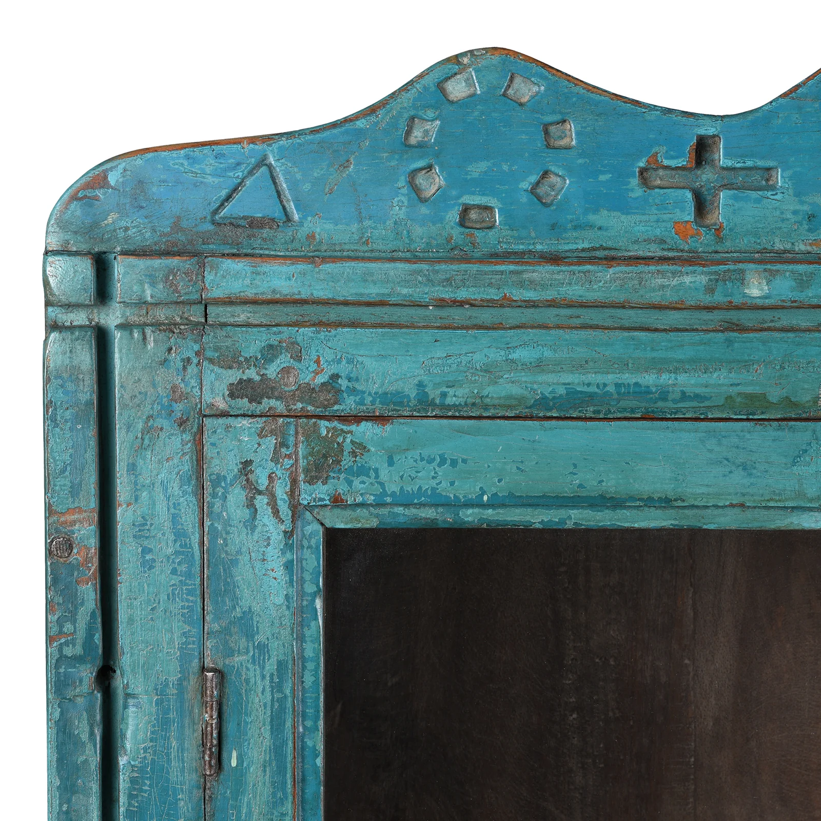 Blue Painted Teak Glazed Wall Cabinet - Ca 1930 - Image 5