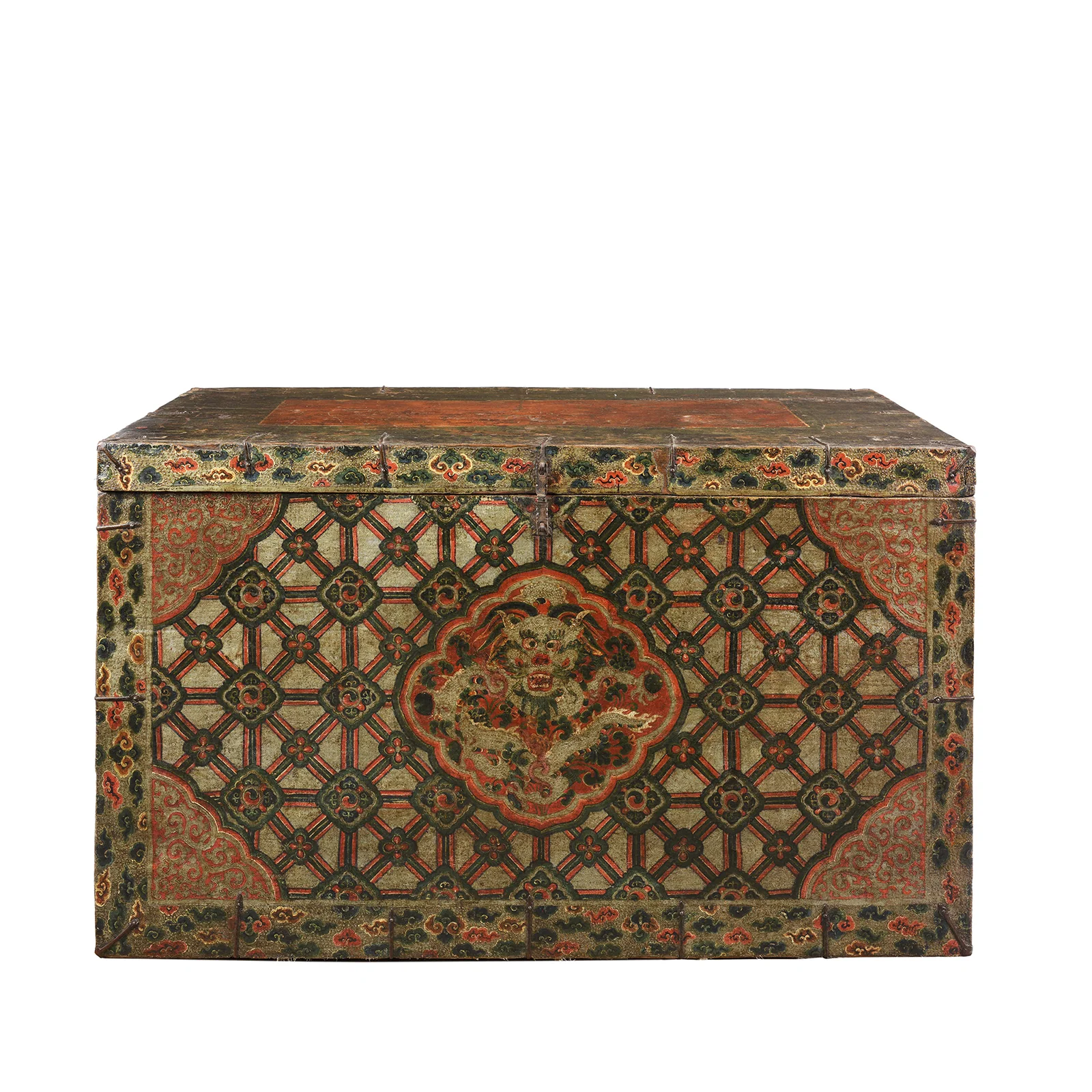 Silvered Tibetan Dragon Storage Chest - 18th Century