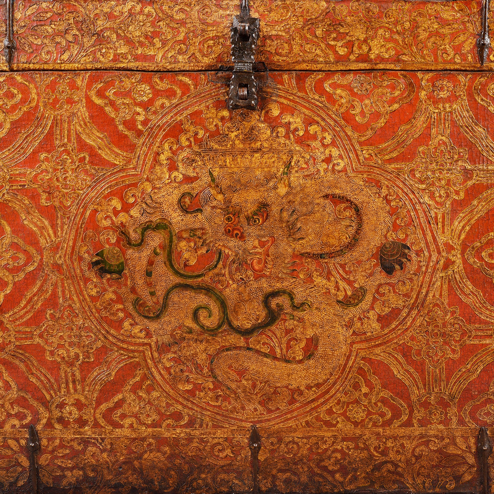 Painted Tibetan 'Dragon' Storage Chest - 18thC - Image 2
