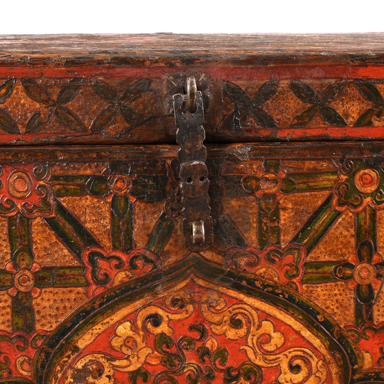 Painted Tibetan 'Flaming Lotus' Storage Chest - 18th Century - Image 6