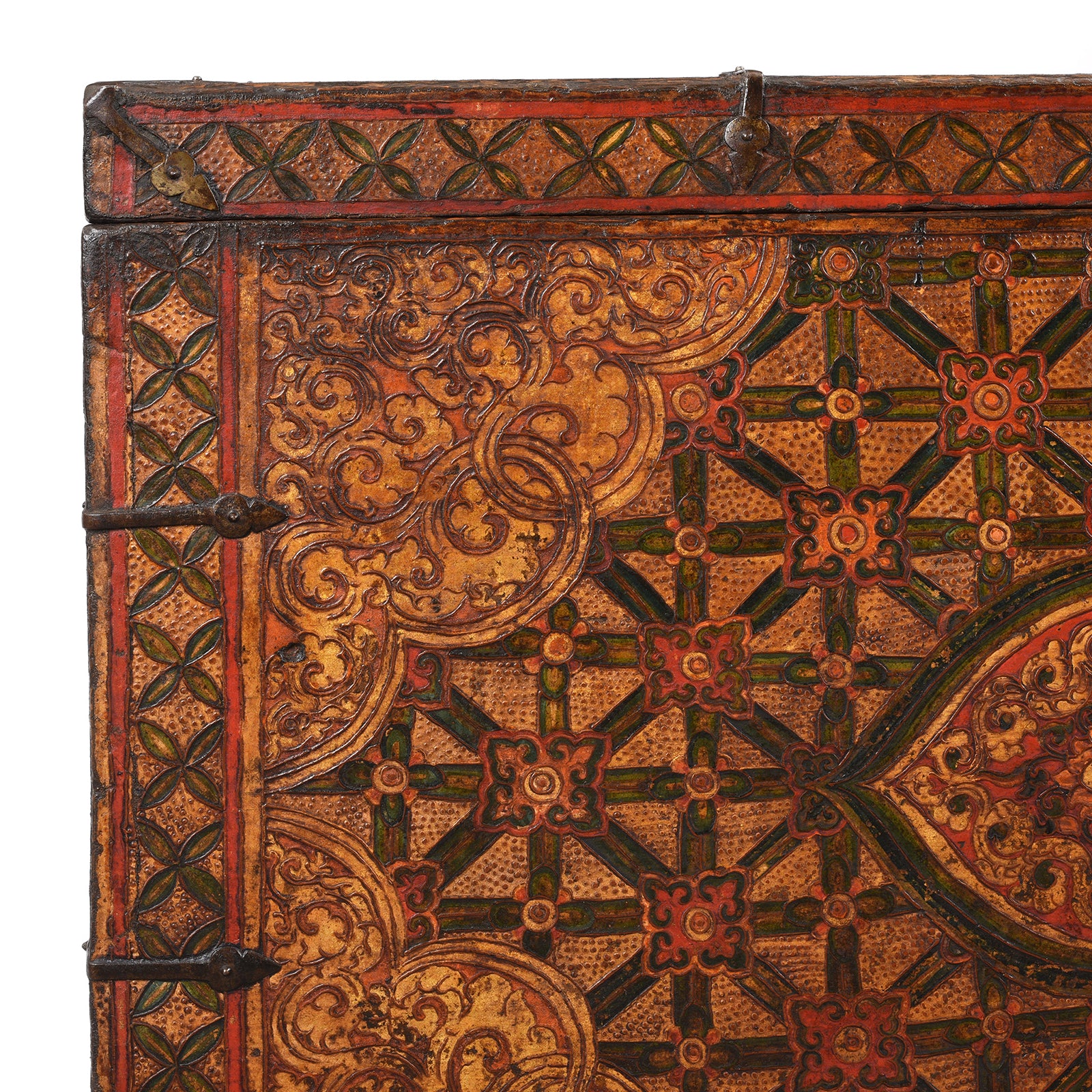 Painted Tibetan 'Flaming Lotus' Storage Chest - 18th Century - Image 7