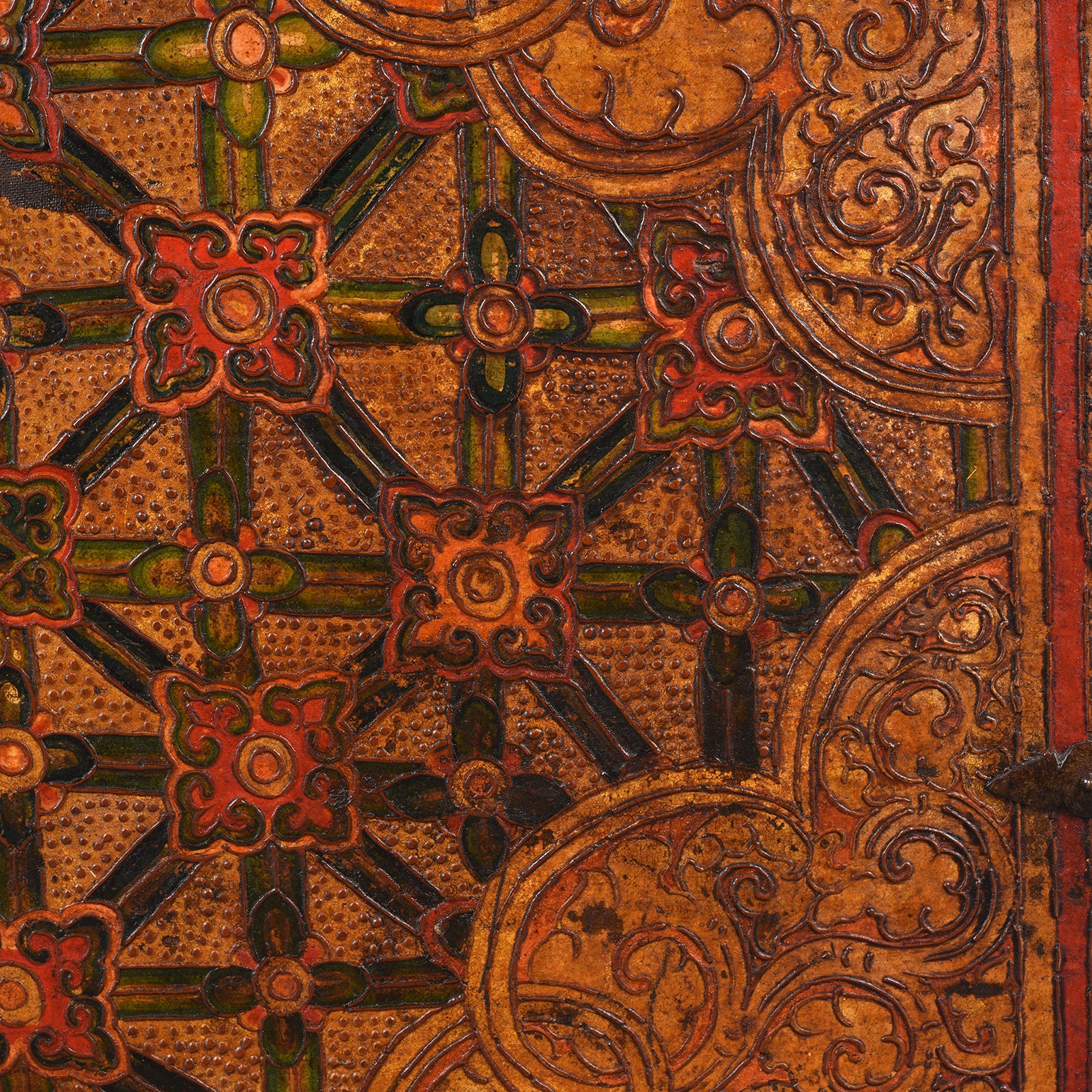 Painted Tibetan 'Flaming Lotus' Storage Chest - 18th Century - Image 8