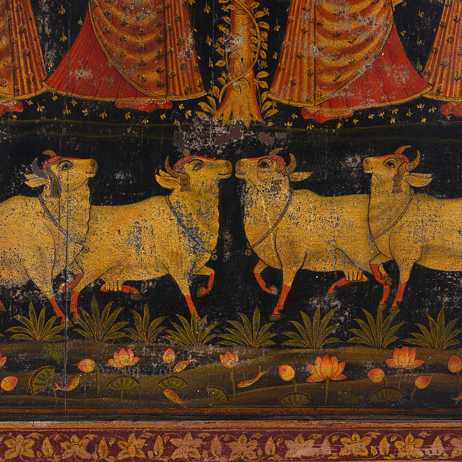 Hand-Painted Pichwai-Style Panel - Gopis & Cattle - Image 6